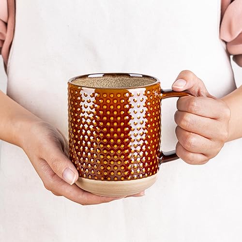 Miniatura 81 de GBHOME Tazas de café apilables de 12 onzas, tazas de café de cerámica con patrones de textura para hombre, mujer, papá, mamá, juego de 4 tazas