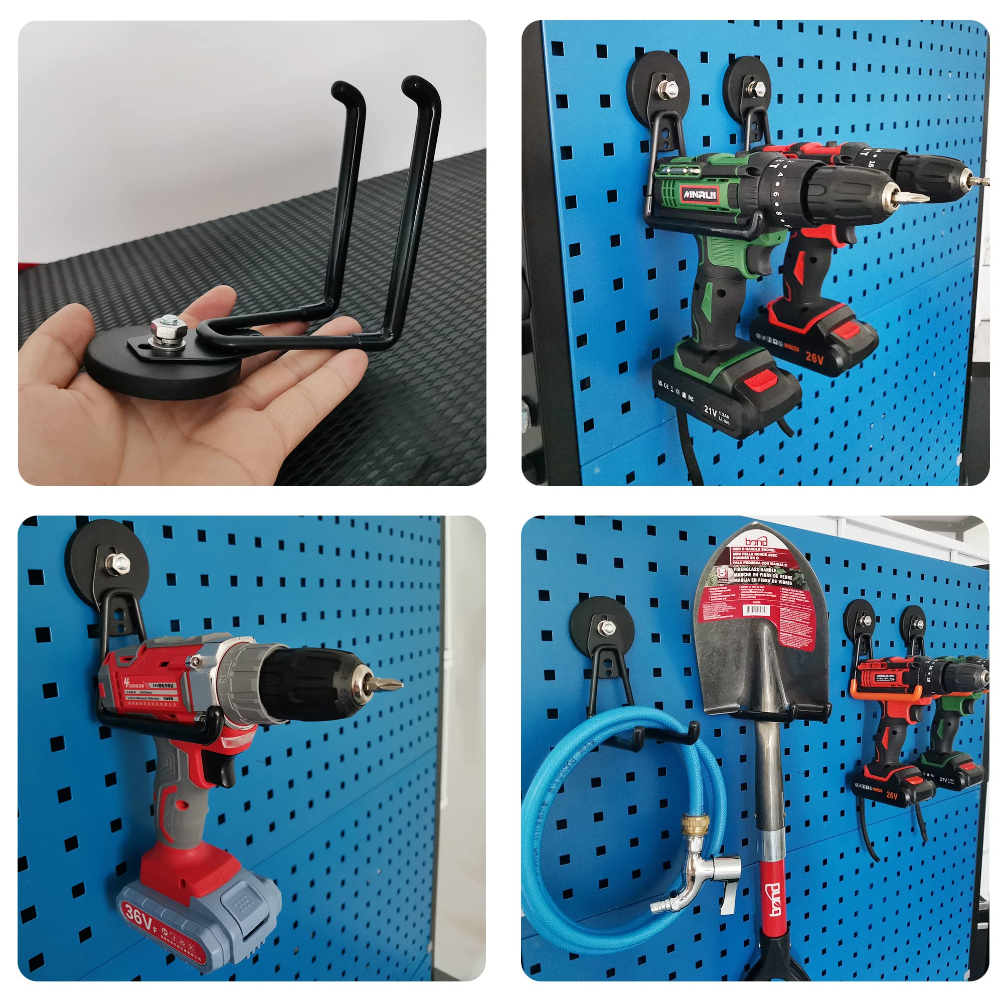 MUTUACTOR Lot de 2 grands crochets de garage magnétiques robustes - Fixation magnétique - Pour garage - Outils de jardin, tuyau, boîte à outils, planche en acier, atelier
