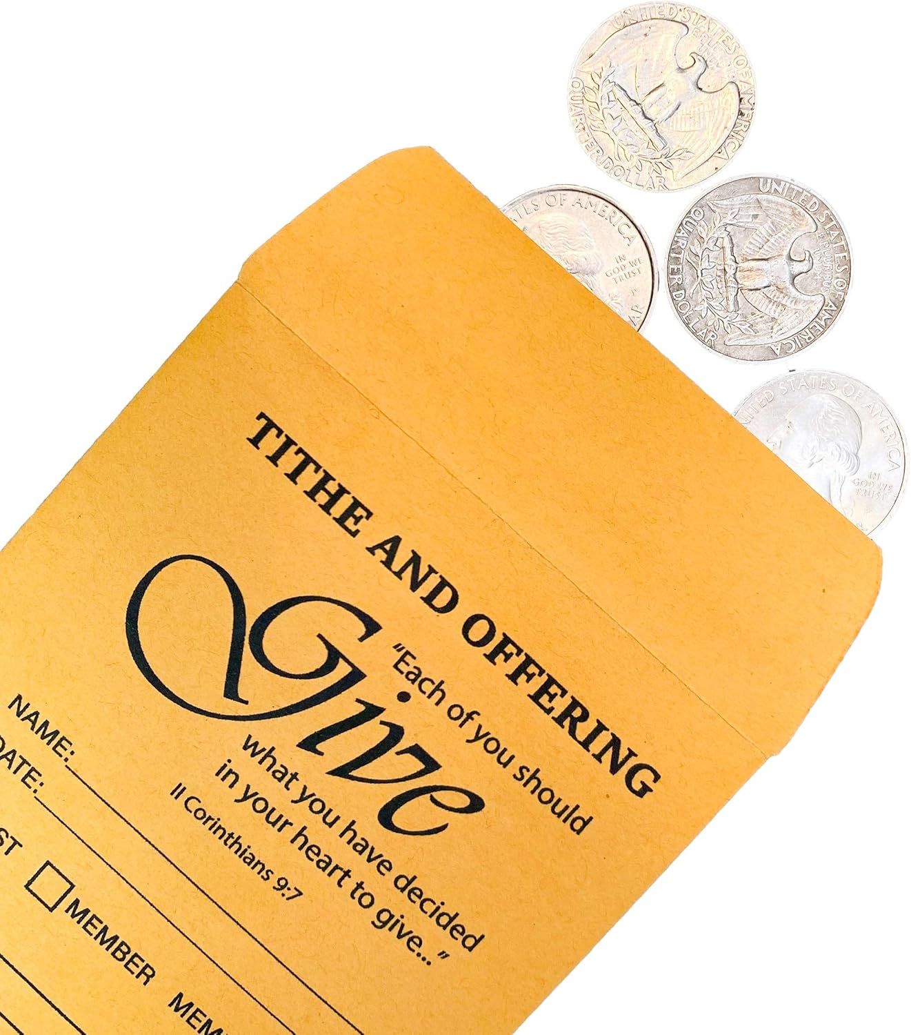 Coin Envelope, Tithe and Offering Envelopes for Church (Package of 100)