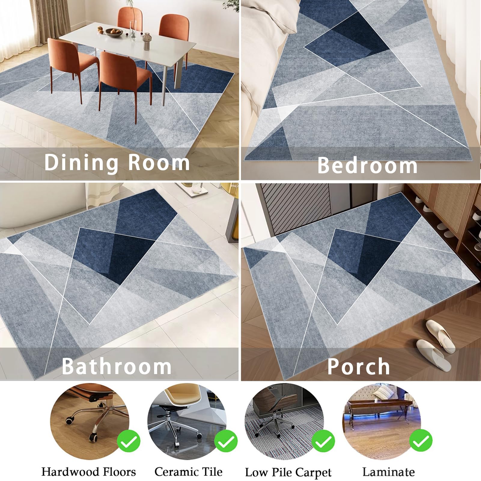 Alfombrilla Protectora Suelo para Silla de Oficina 130 x 150 cm, Tapete para Silla para Suelos Duros, Alfombra Silla Gaming Antideslizante, Alfombrilla Protección para Suelos Duros, Laminado, Parqué