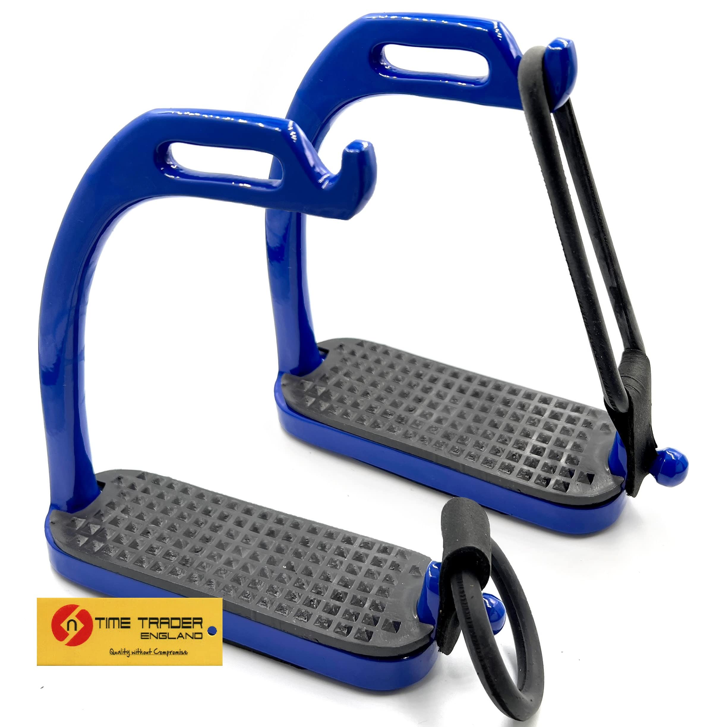 Peacock Stirrups Durable Horse Riding Equestrian Stirrups Rubber Ring (4.75", Navy Blue)