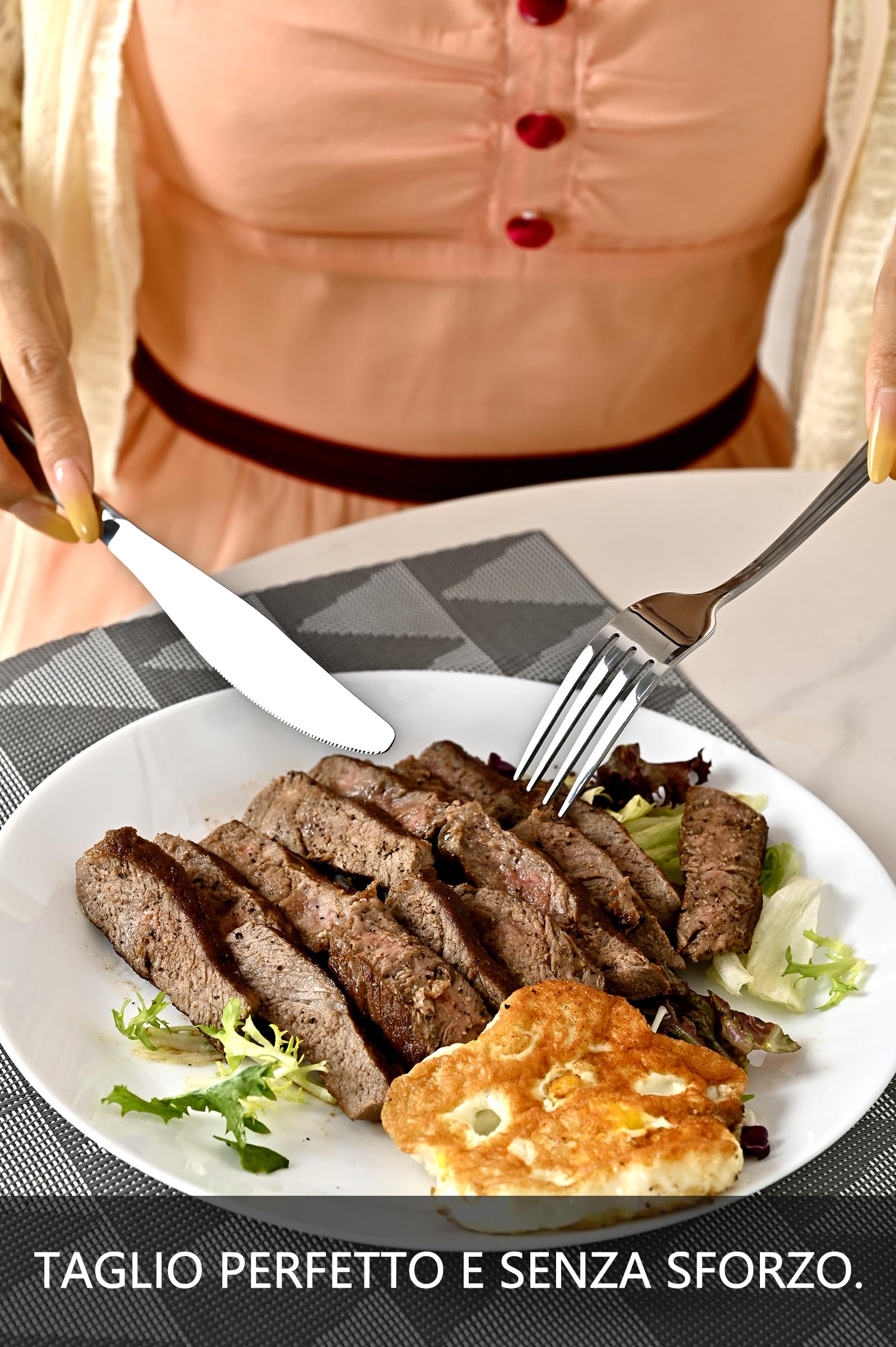 Set Posate Acciaio Inox 36 Pezzi per 6 Persone - Servizio Posate Completo con Coltelli da Carne, Forchette, Cucchiai e Cucchiaini- Design Moderno, Alta Resistenza, Lavabile in Lavastoviglie