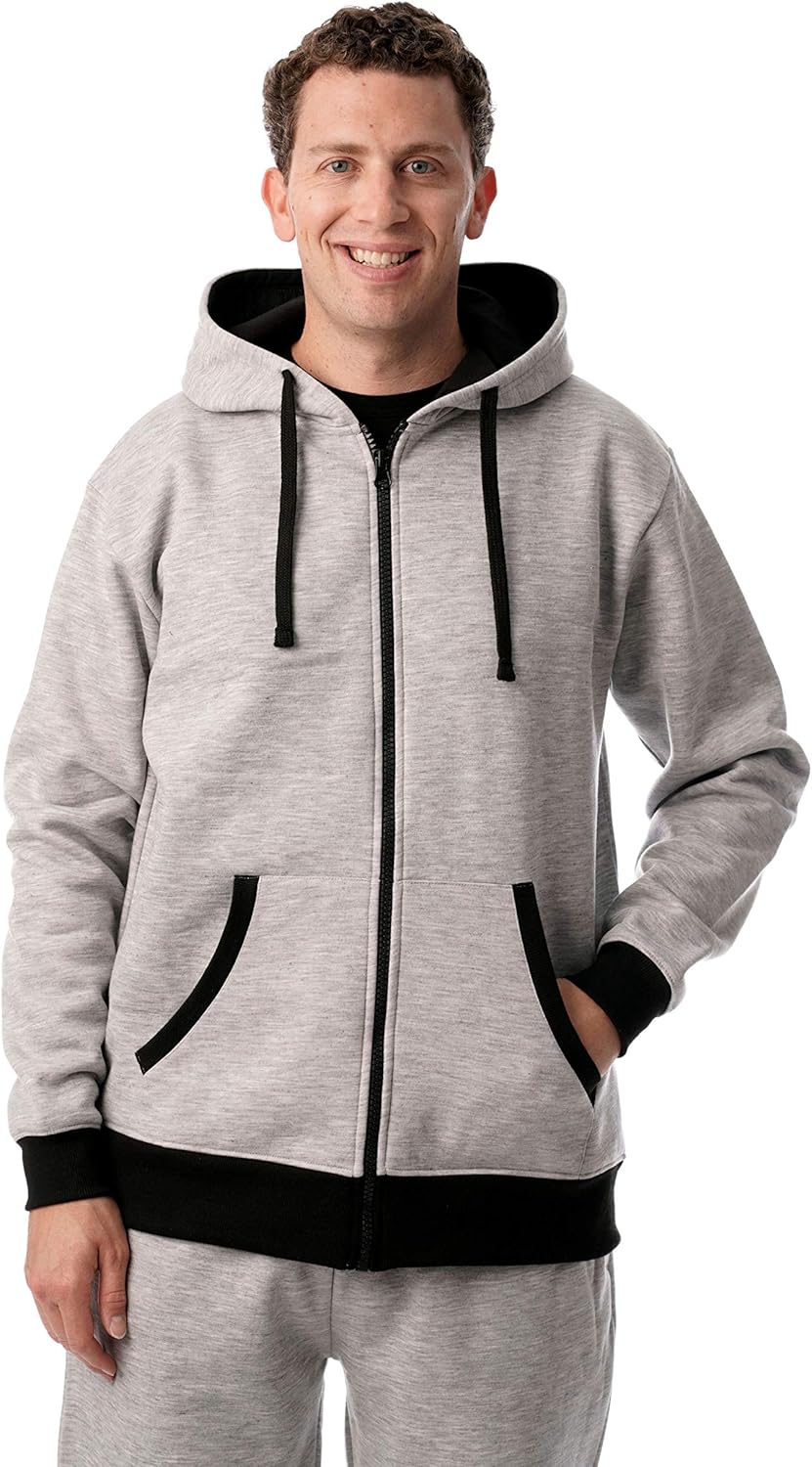 contrast zip up hooded sweatshirt