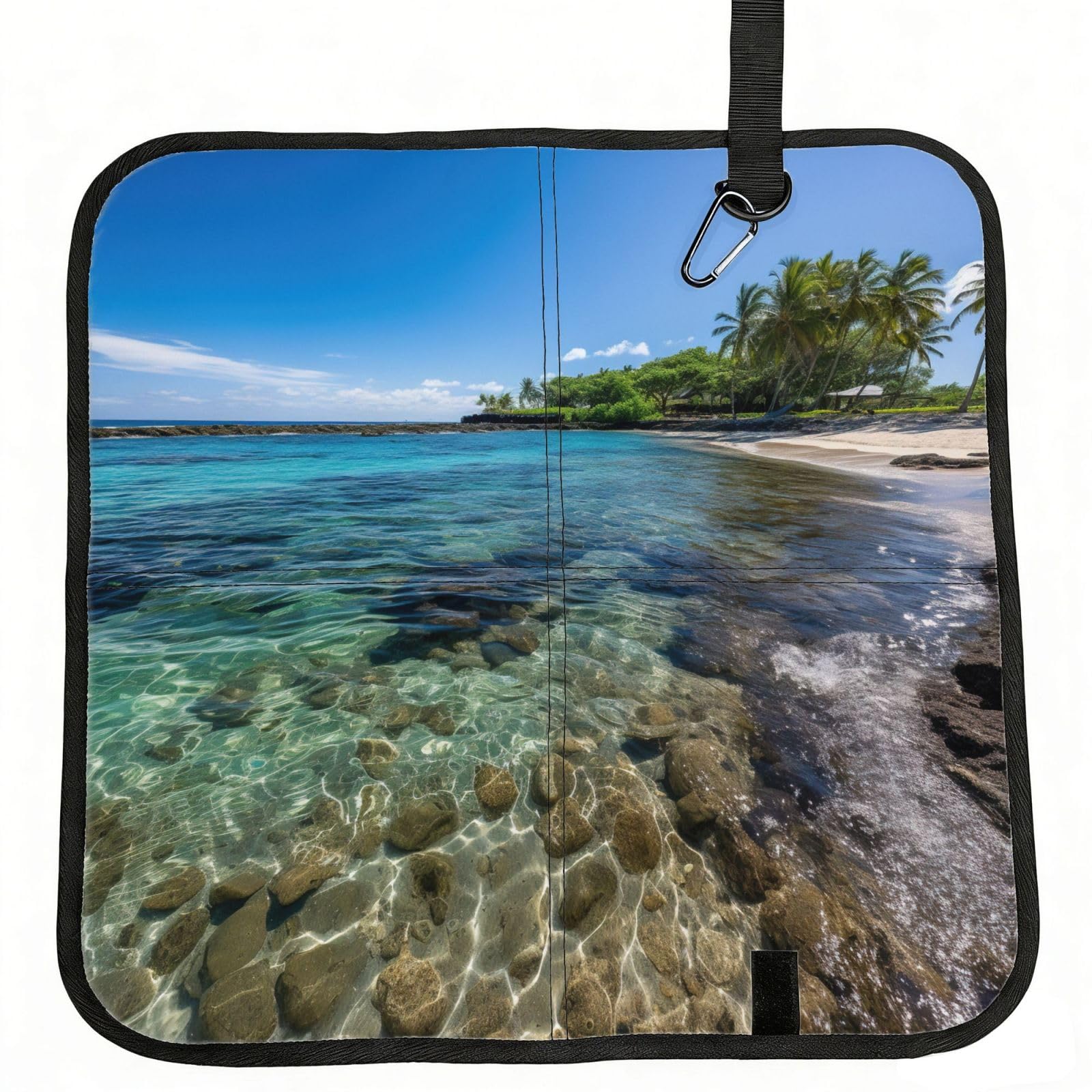 YGLHBDPBF Ocean Tropical Palm Trees Print Camping seat cushion,Foldable Sitting Pads,Save Backpack Space for Hiking