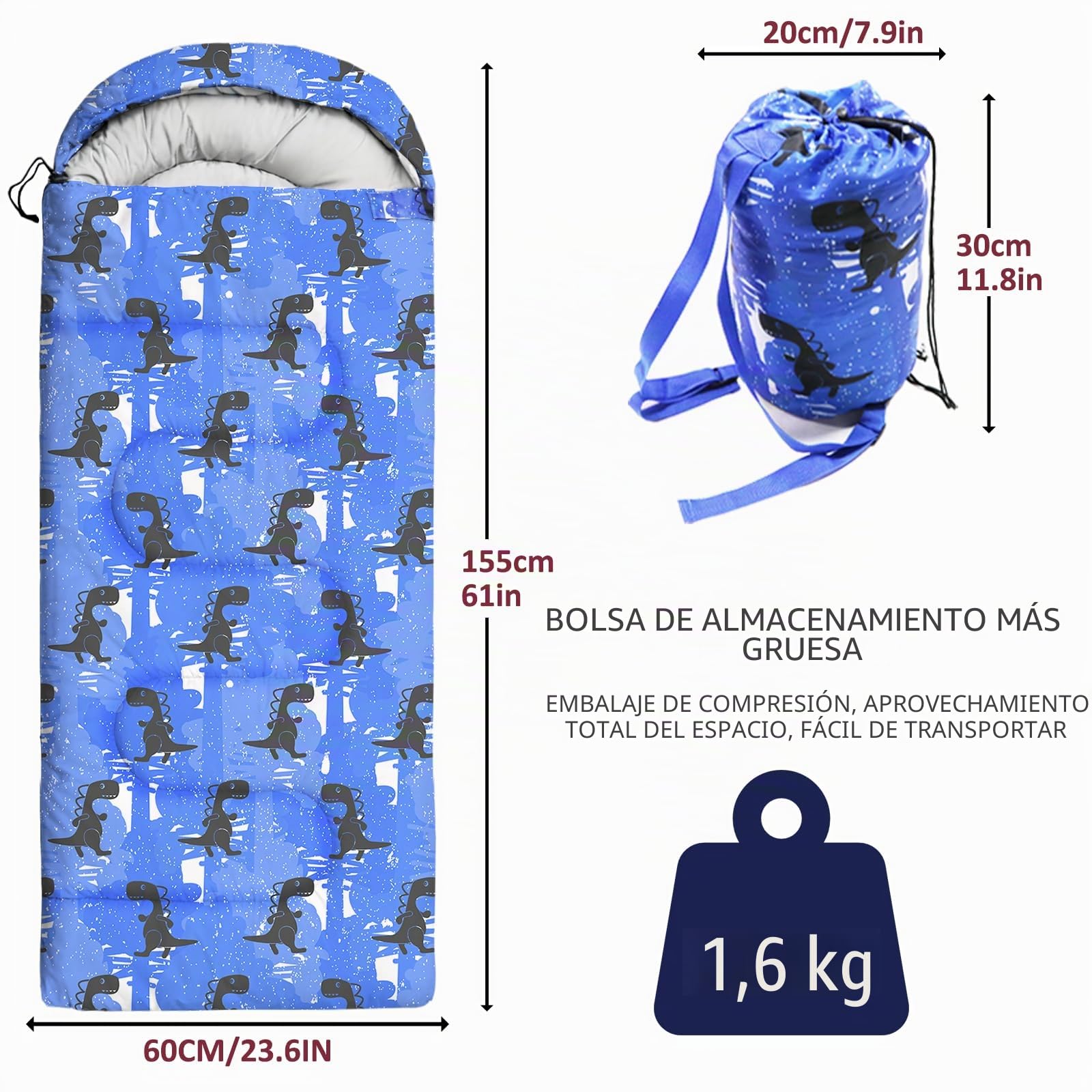 Sacos de dormir para niños, sacos de dormir de camping con bolsa de transporte, saco de dormir compacto para senderismo, mochileros, 3 estaciones, clima cálido y fresco, ligero, impermeable, viajes al