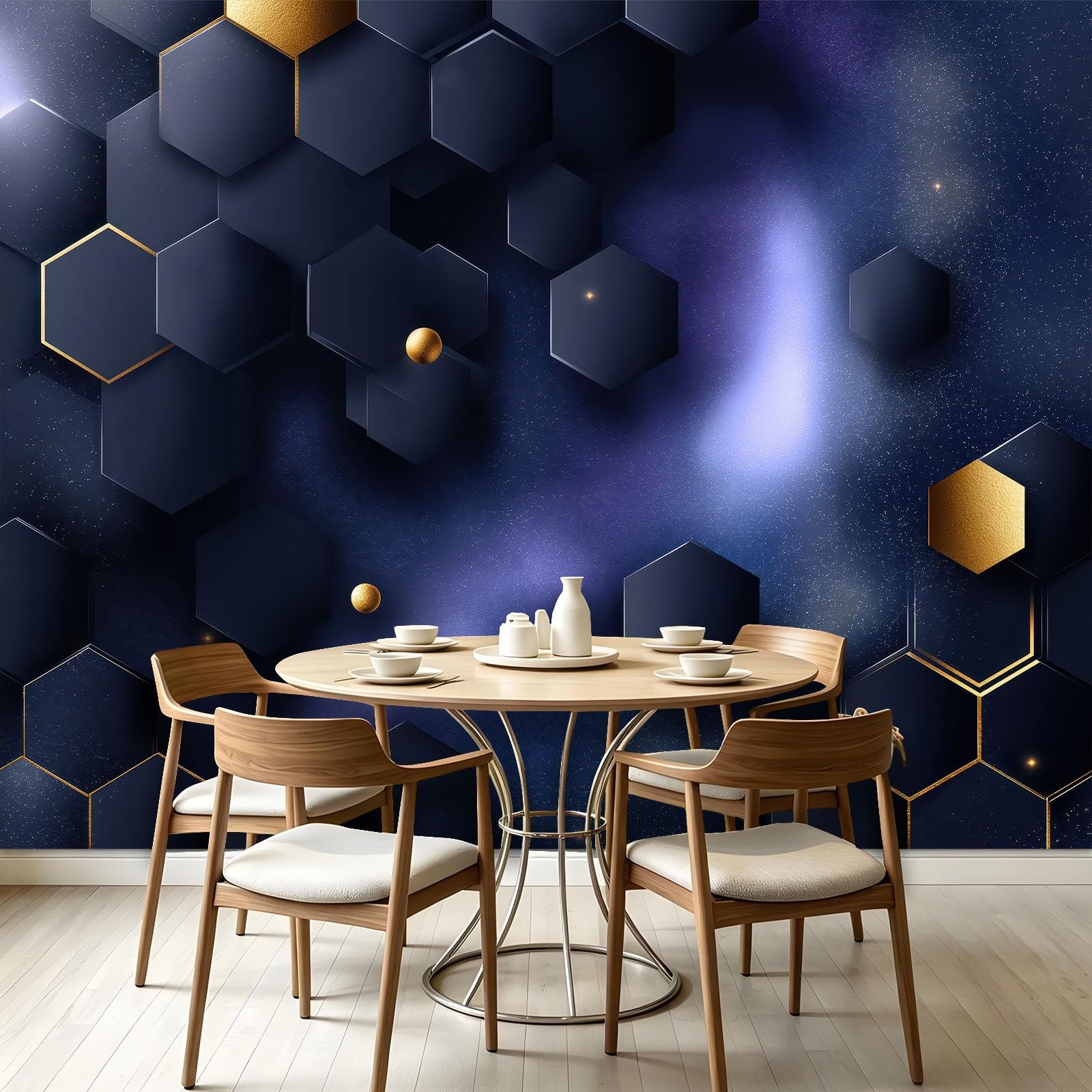 Générique Tapeta 3D gwiaździste niebo mgławica 200 x 140 cm - panoramiczna tapeta ścienna - fantazyjny plakat kosmiczny - dekoracja do salonu, sypialni, kuchni i łazienki