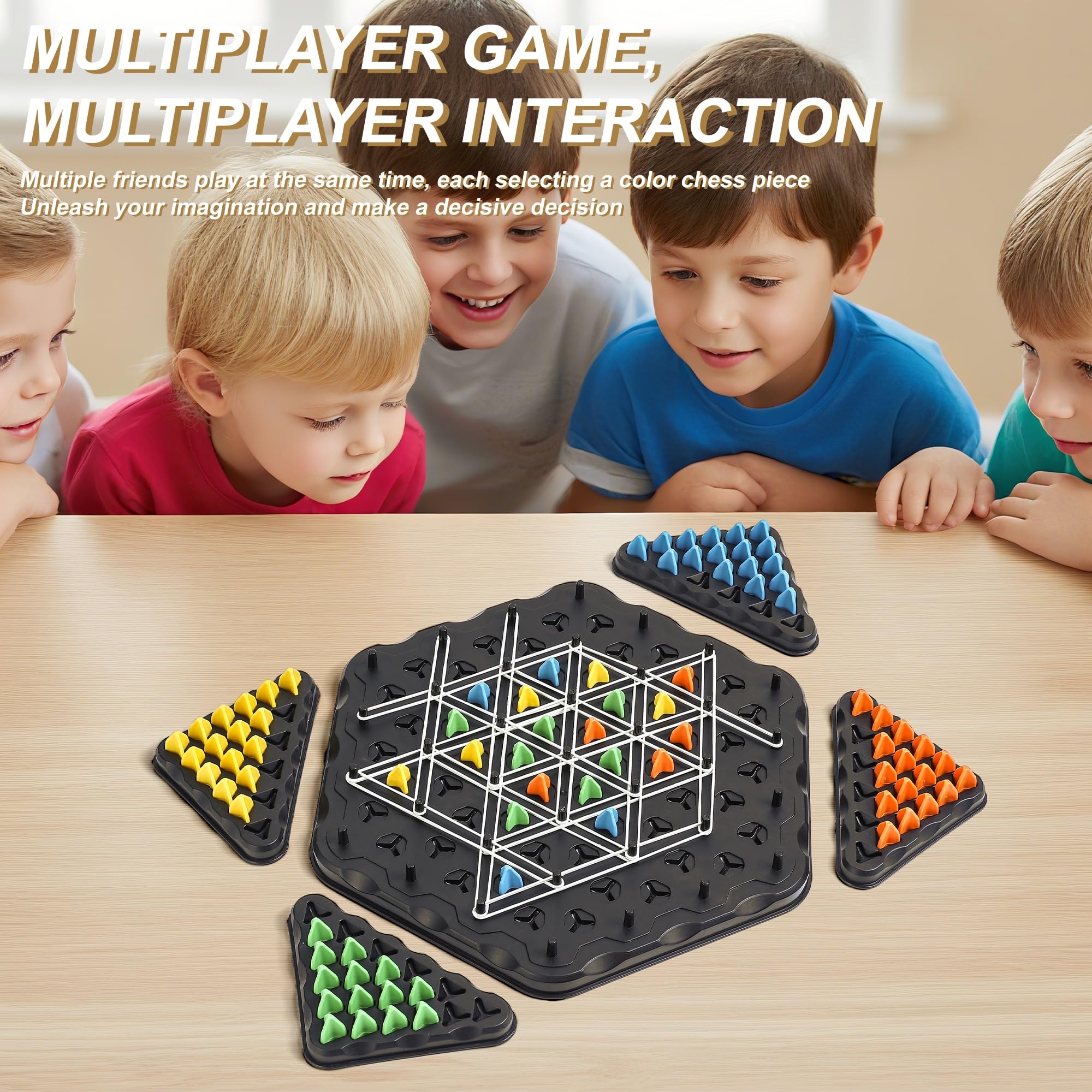 Juego de Mesa de Estrategia Triangle Chain AIUAZA, Juegos de Mesa de Estrategia para Niños de 6-8-12, Juego para Fiestas de Adultos,Juego de Gomas Triangular, para 2 a 4 Jugadores