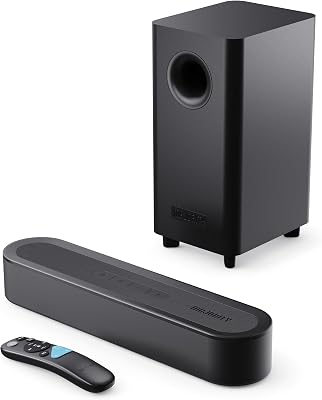 Majority Bowfell Axis Soundbar 2.1 con Subwoofer per TV, Sistema Audio Surround Dolby, Bluetooth 5.3, HDMI eARC, Ottico, AUX e USB, Montabile a Parete con Telecomando Bowfell Axis