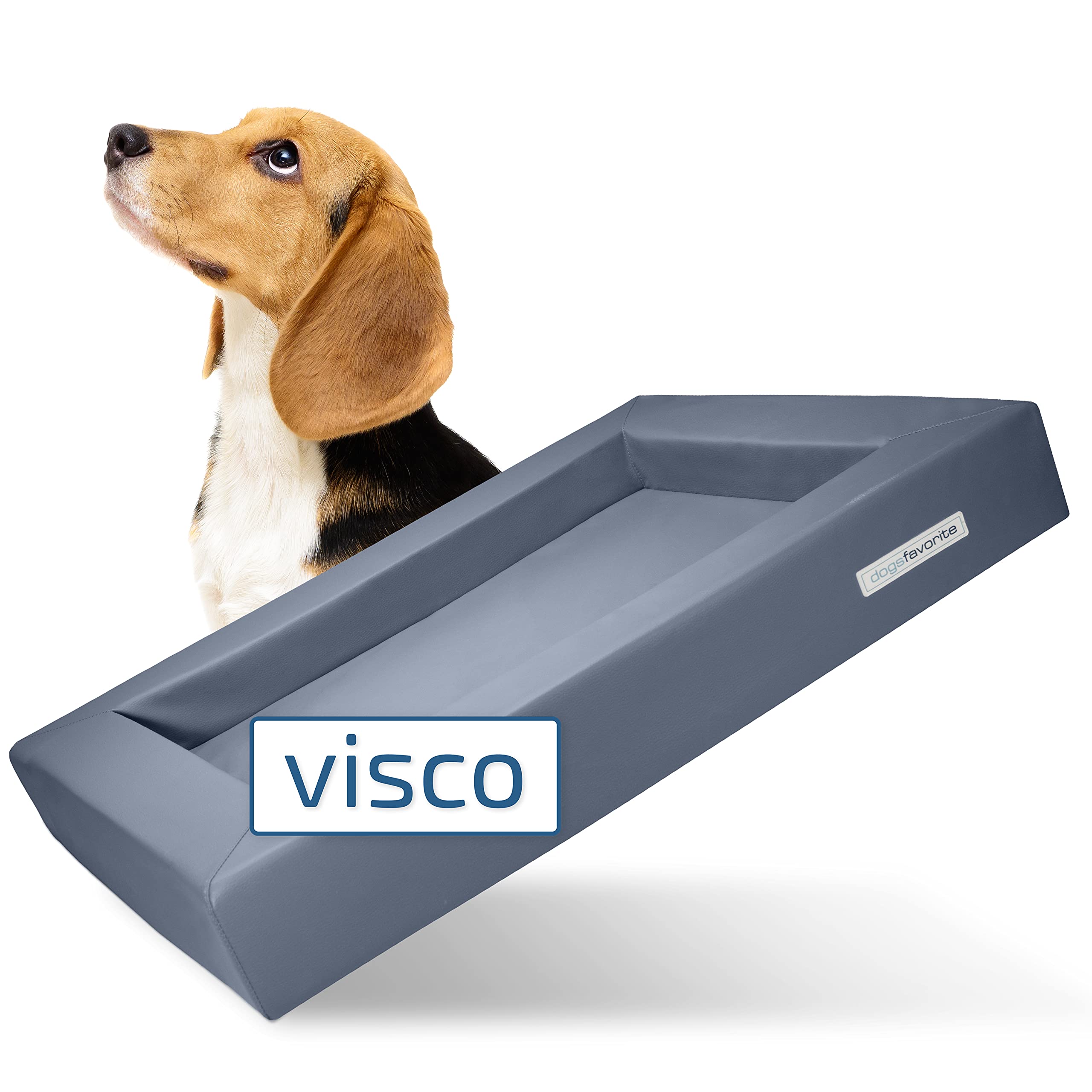 Hunde-Bett mit Visco-Kissen - waschbares Hundekörbchen - hochwertiges Hundesofa - gelenkschonendes Hundekissen - robuste Hundematte - Gr. XL 130 x 100cm - grau