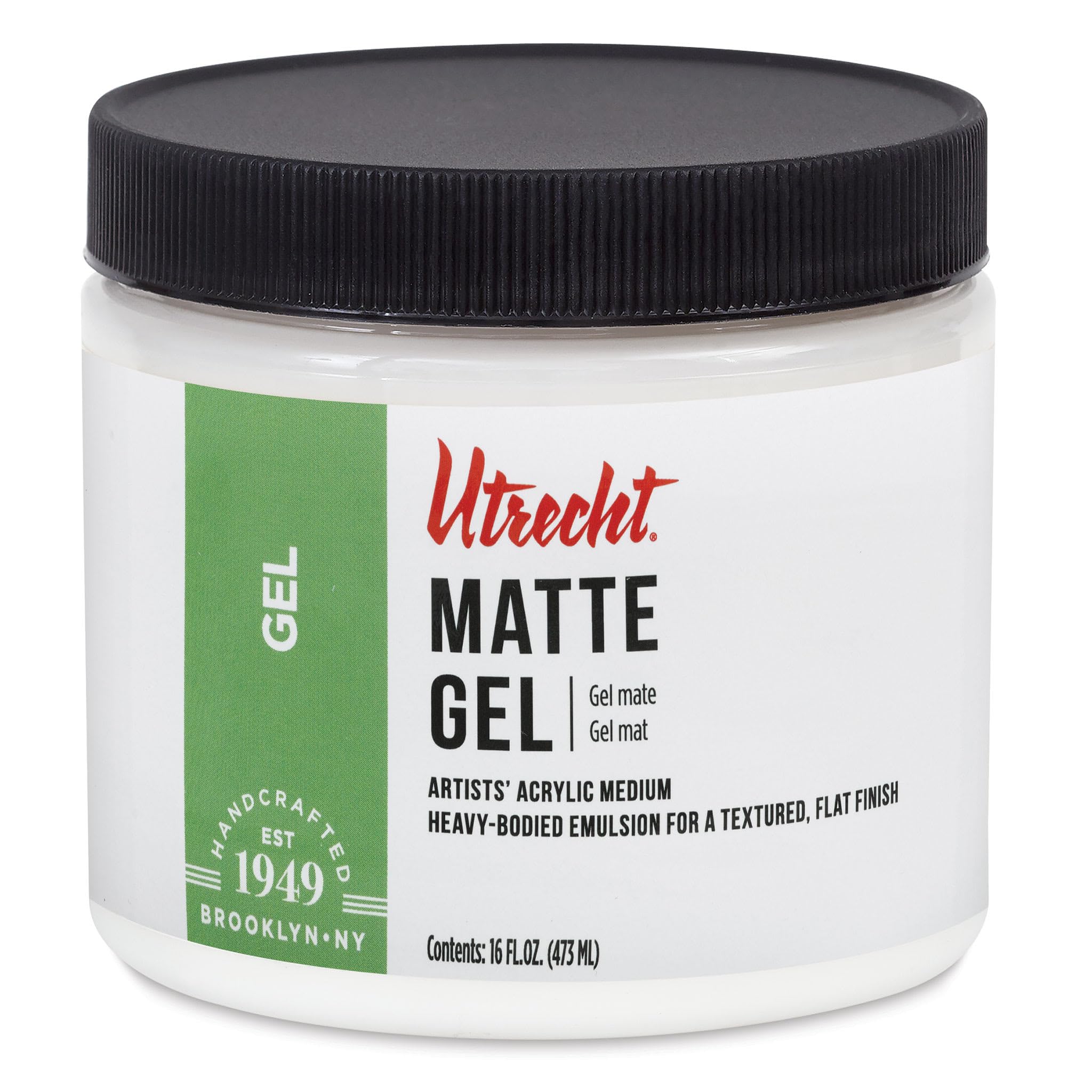 Gel acrylique moyen Utrecht mat de 473g pour modifier la texture et l'éclat des peintures