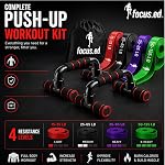 focus.ed Push Up Bar & Resistance Bands Set – Calisthenics & Fitness Equipment for Home Workouts – Workout Equipment Kit with 4 Strength Bands for Exercise, Training & Gym