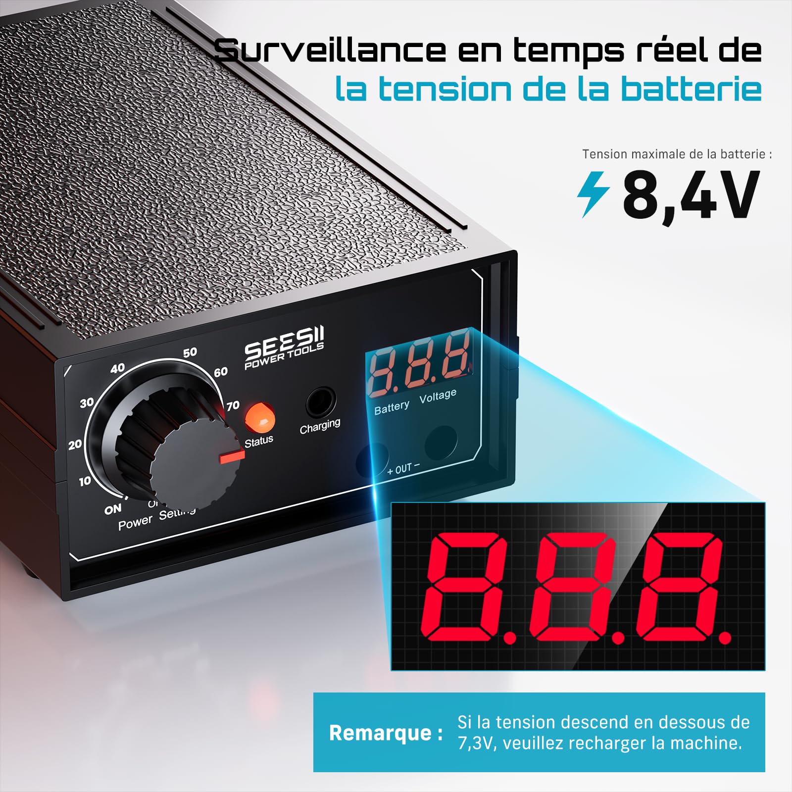 SEESII Soudeur par Point à Double Impulsion sans fil 9600mAh avec Affichage Tension en Temps Réel