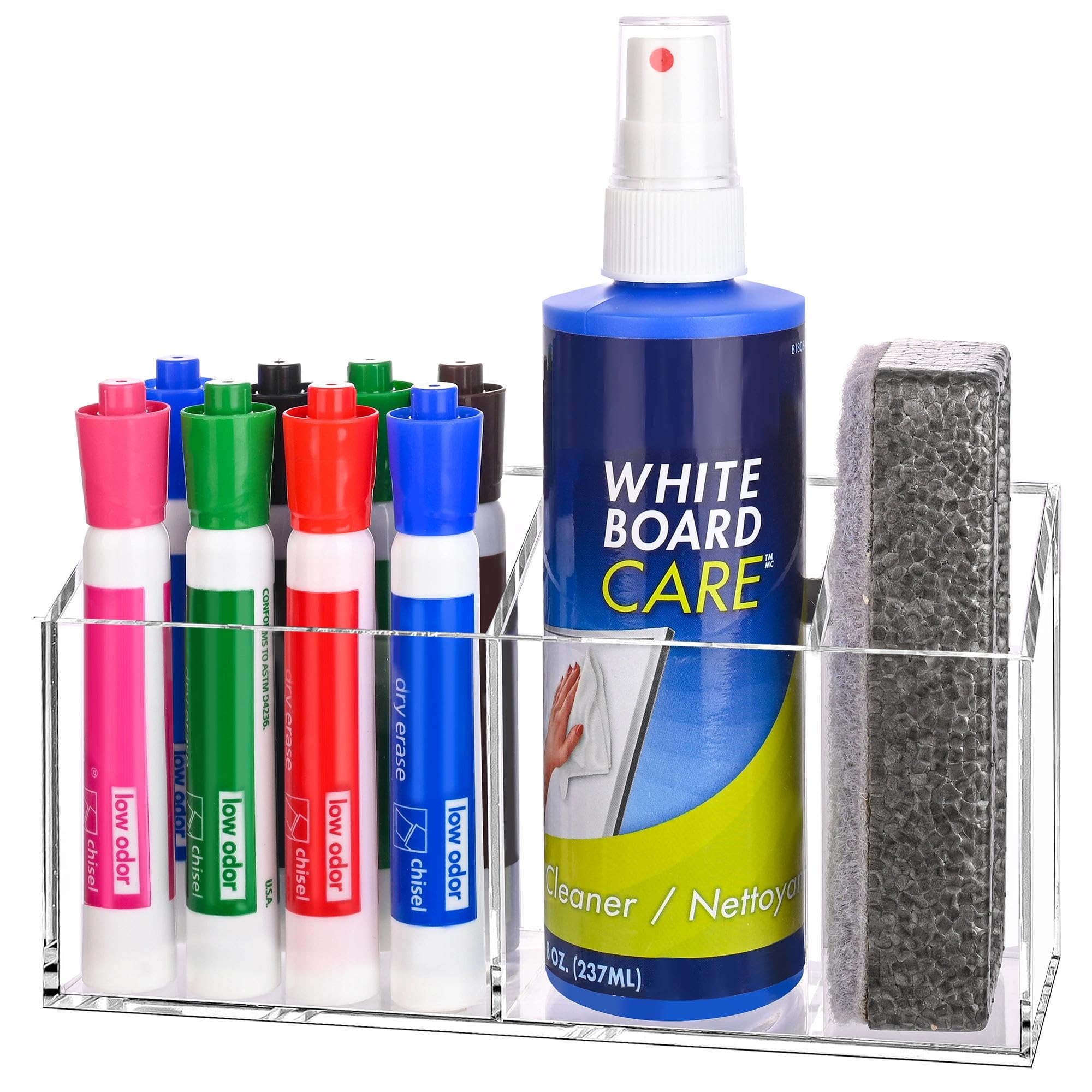 Magnetic Dry Erase Marker Holder Anti-slip Acrylic Magnetic Marker Pen Holder for Whiteboard Refrigerator Large Capacity Desk Locker