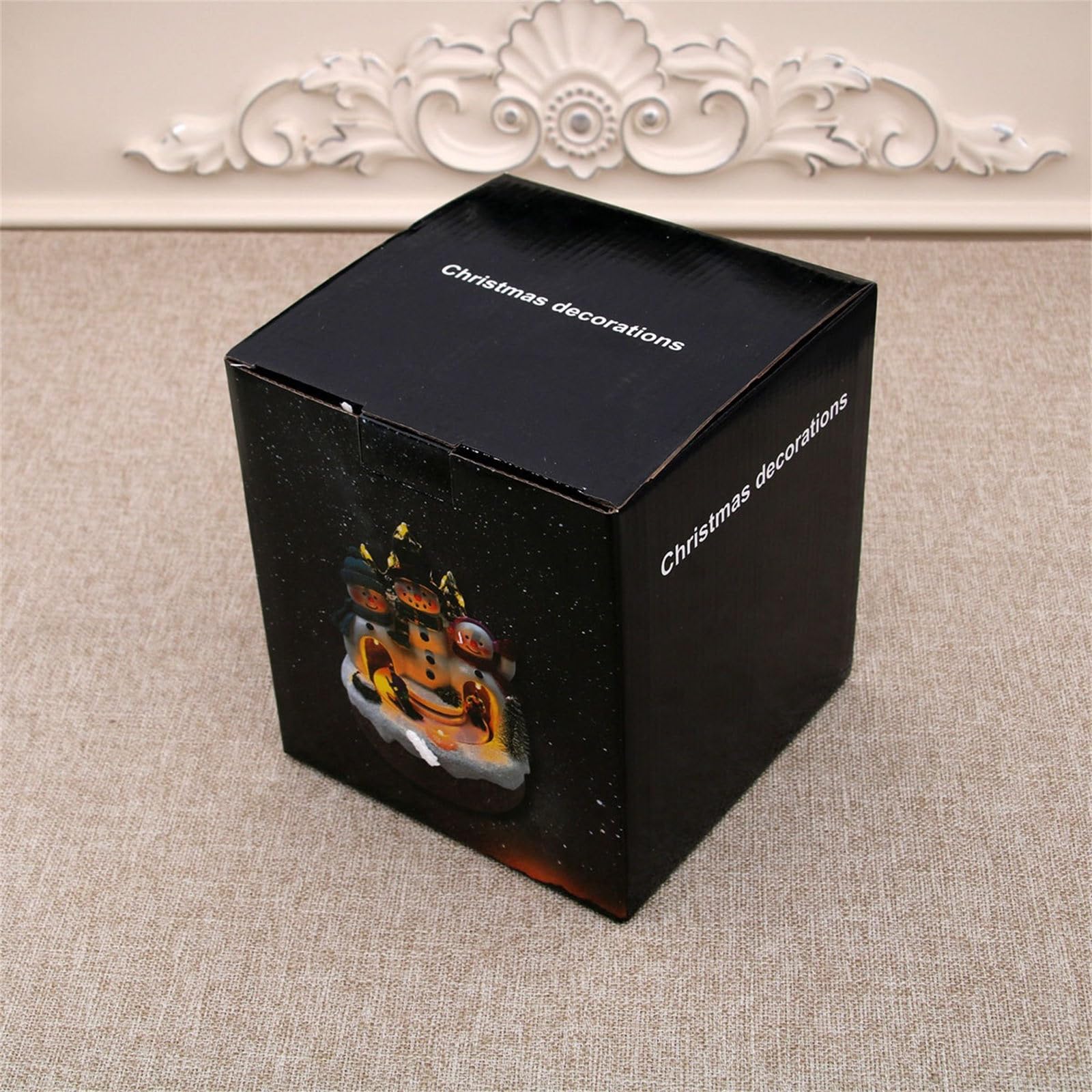 PANGBOER Decoración navideña con USB o batería, Caja de música giratoria, Adorno de con Estilo de Resina LED cálido para estantes, Casas navideñas iluminadas, Caja de música, Centro de Giratorio