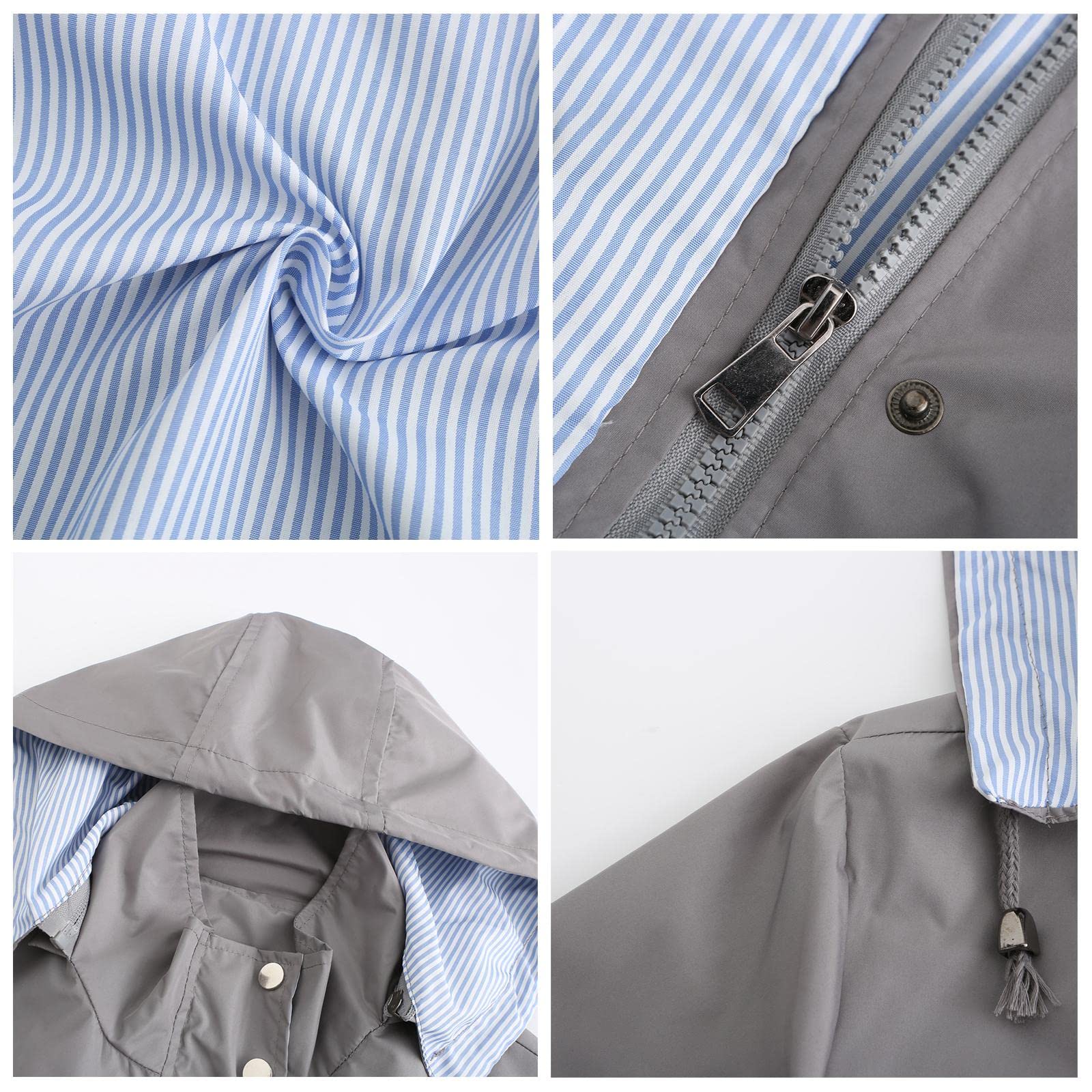 MODFUL Giacca impermeabile a maniche lunghe da donna, giacca a vento impermeabile con cappuccio, leggera, antivento