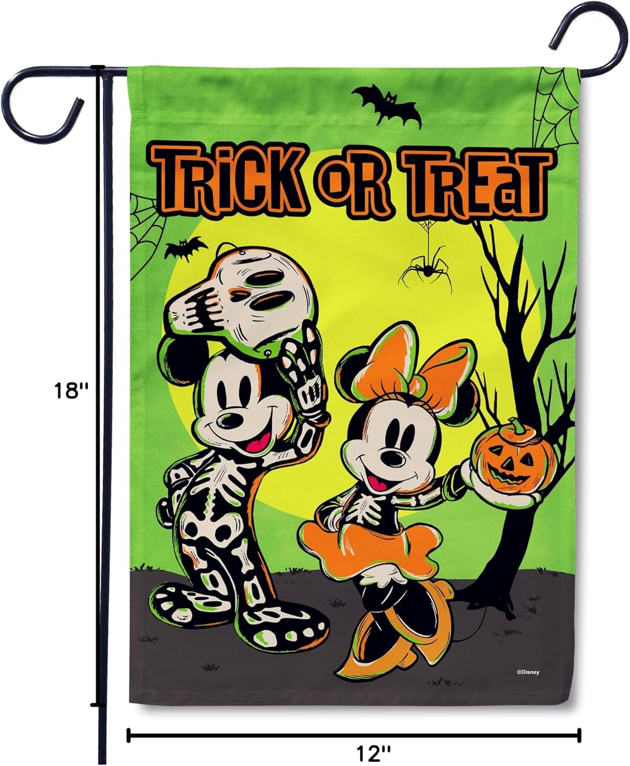 Flagology, Trick or Treat Mickey and Minnie Mouse Garden Flag 12" x 18", Outdoor Flag, Spooky Outdoor Decor, Officially Licensed Disney Halloween