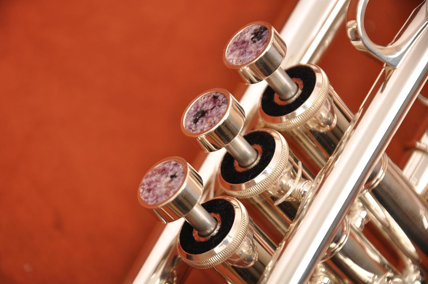 HEAVY Trumpet custom finger buttons for all Bach Stradivarius, Artisan, New York, Chicago, TR200, all Stradivarius flughelhorns, all Stradivarius cornets models (Silver Plated, Charoite)