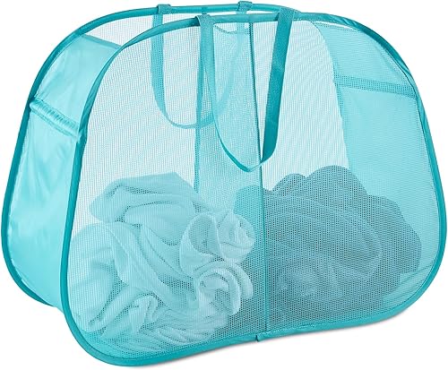 Miniatura 15 de Cesta de lavandería emergente de malla Seiritex 115L, cesta de lavandería plegable de gran capacidad extra, cesta de almacenamiento de ropa plegable