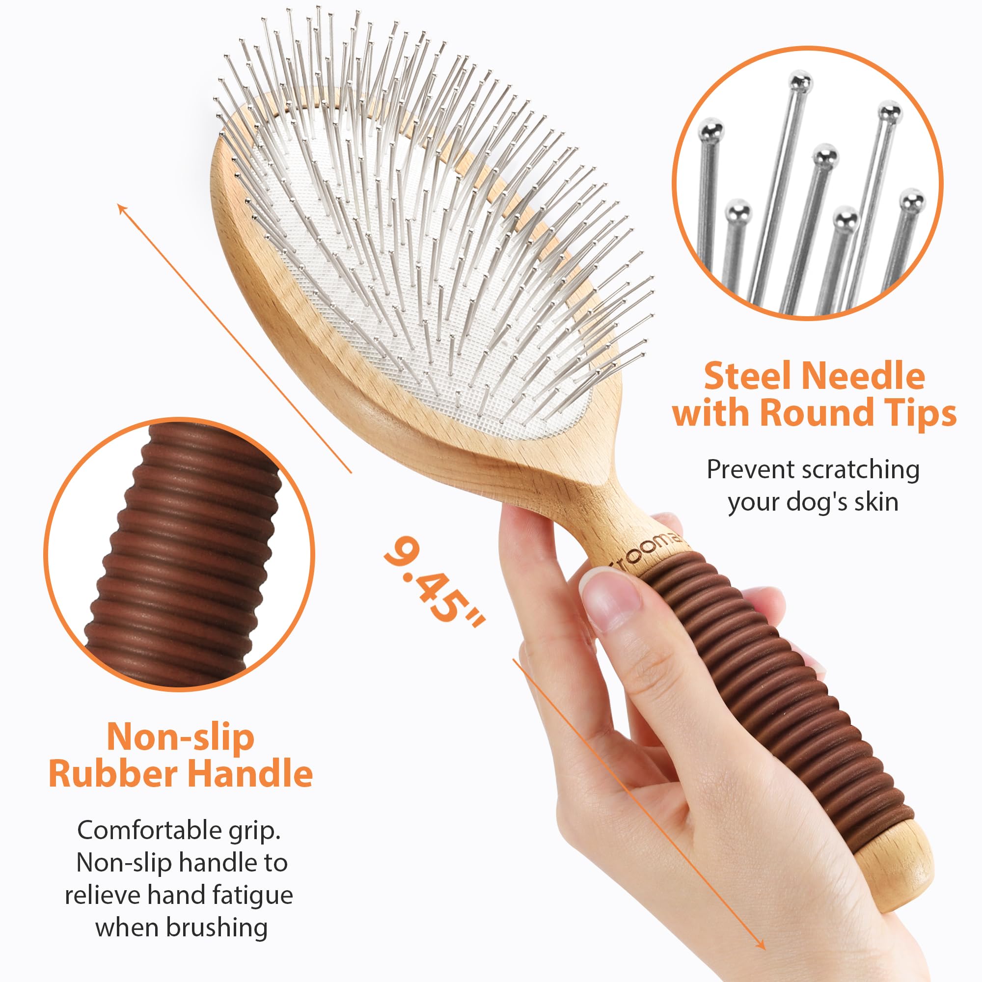 Cepillo Para Perros, De Extra Largo, Aseo Perros Desprendimiento, Ideal Pelo Material Madera Haya, Mango De, 27 Mm