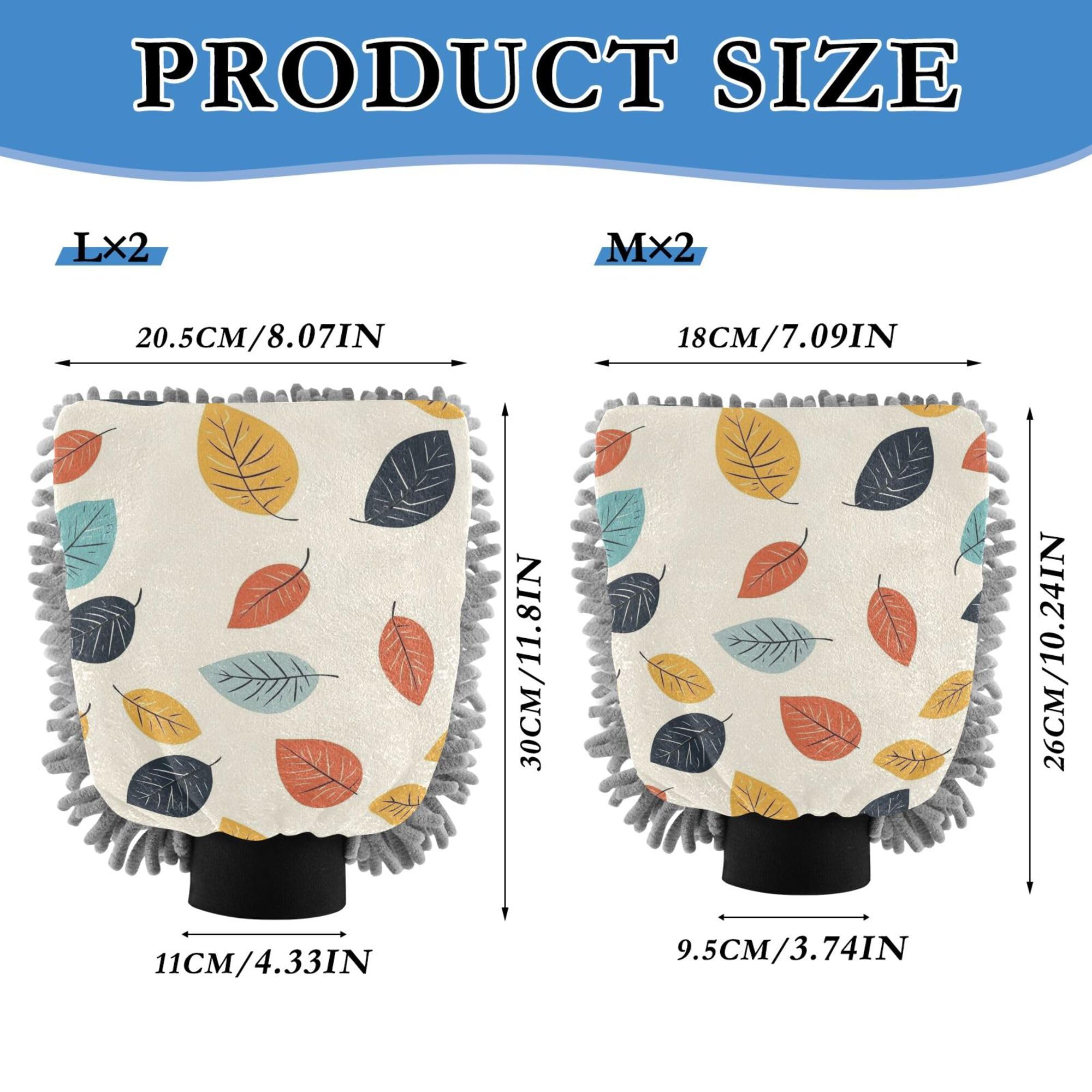 Cute Cartoon Leaves Car Wash Mit 11.8'' Car Washing Gloves Non Scratch Detailing Sponge for Hand Brush Cleaning