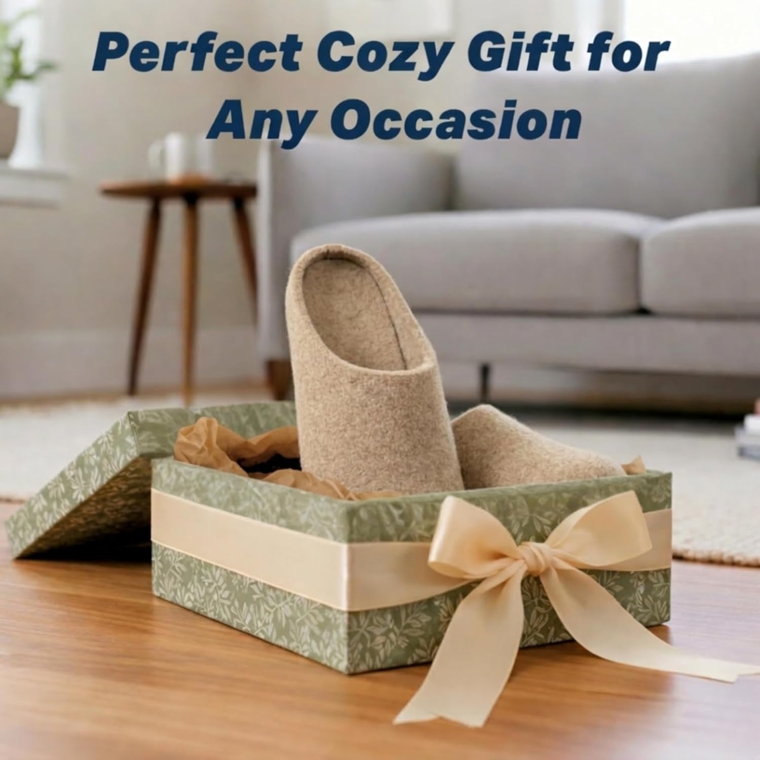 Wool Felt Mule Slippers for Women & Men, Handmade 100% Natural Wool Backless House Shoes with Premium Suede Sole, Warm Breathable Indoor Slip-On