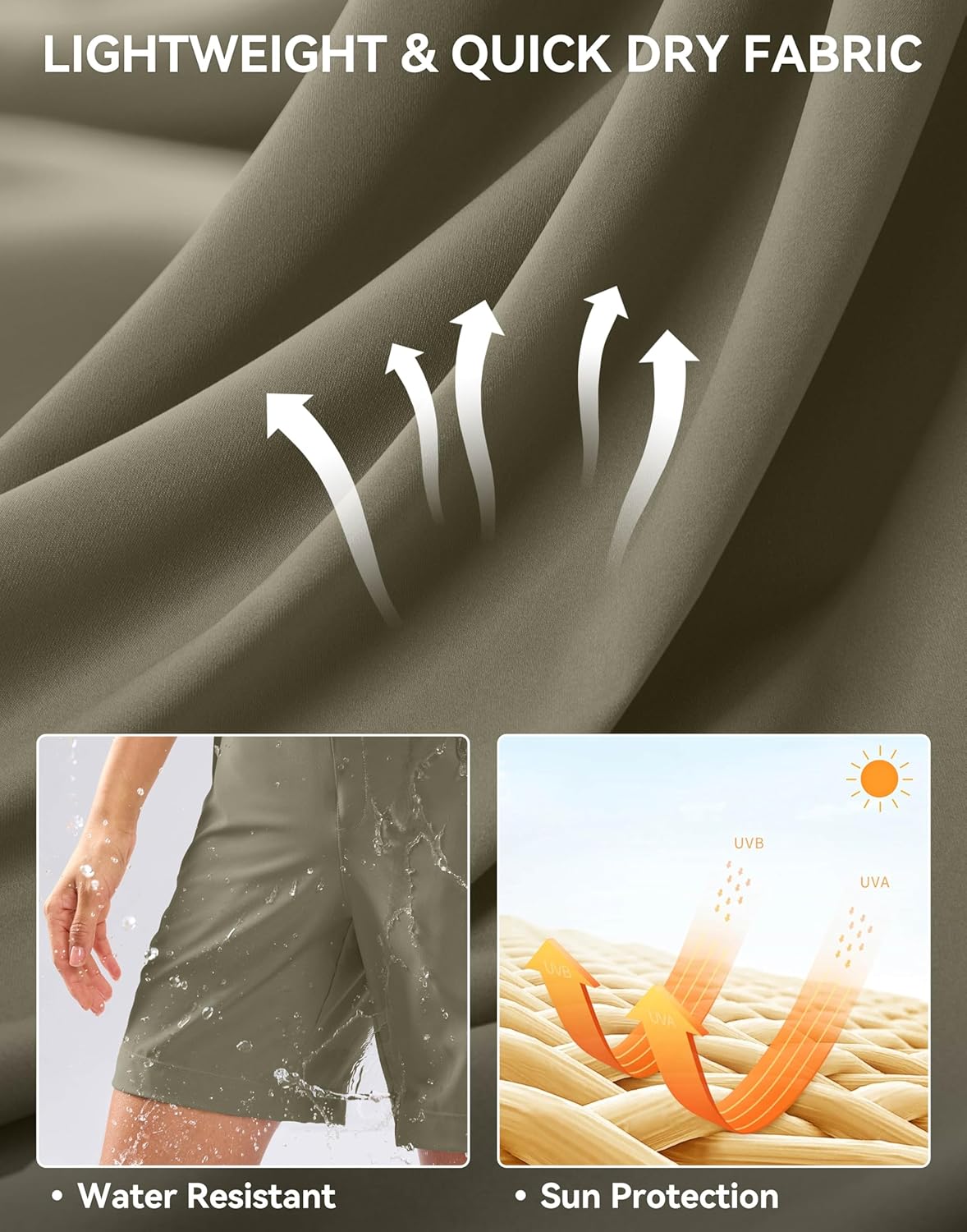 SANTINY Women's 5''/ 7''Hiking Shorts with 3 Zipper Pockets Lightweight Quick Dry Golf Shorts for Women Athletic Walking - Image 4