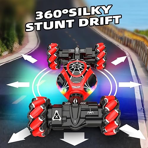 Miniatura 8 de Spider - Auto de control remoto con detección de gestos y control manual, vehículo todoterreno 4WD Drift Twist con música ligera, regalos de