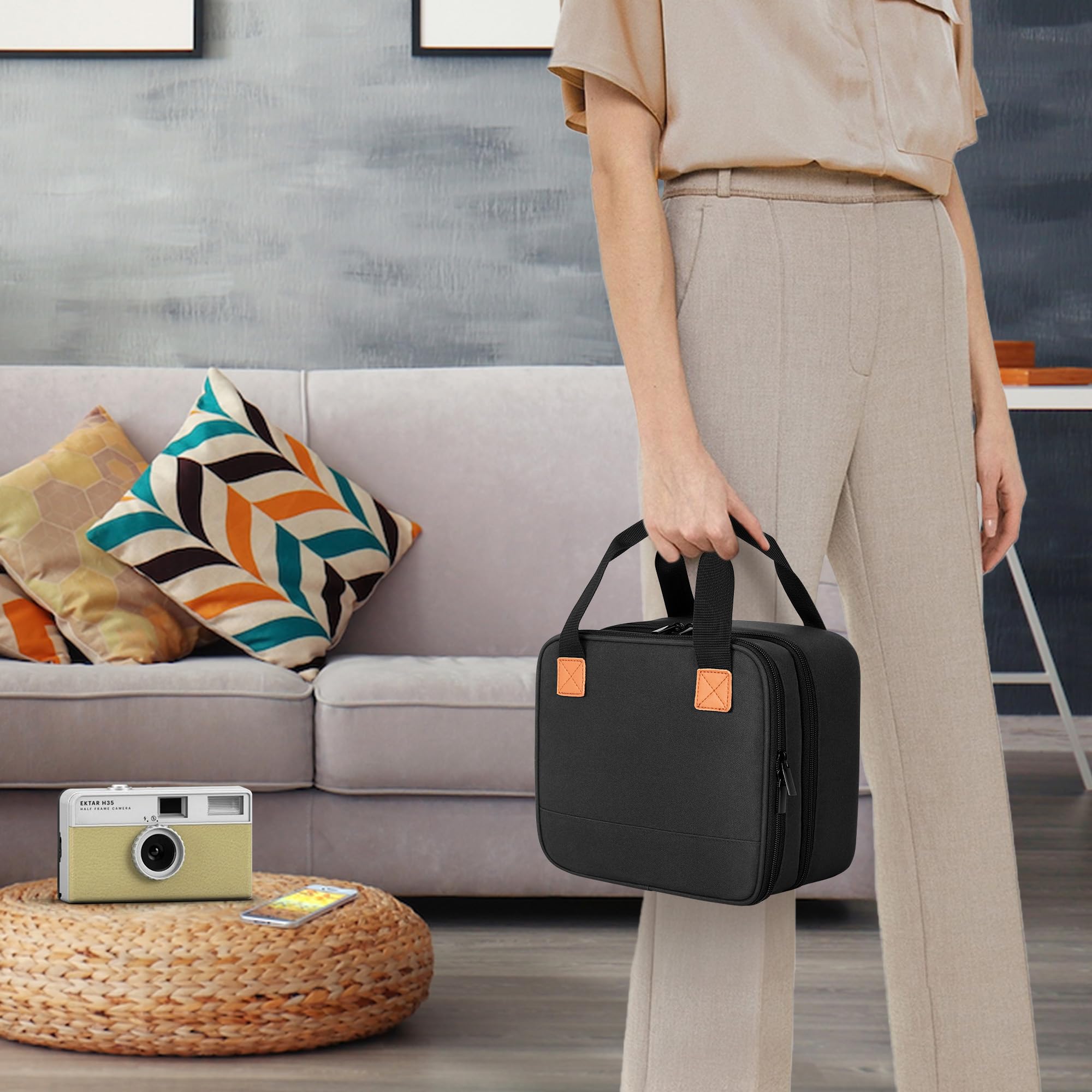 Luxja Fotodrucker-Tasche, Aufbewahrung für Sofortbilddrucker und Zubehör, kompatibel mit Kodak Dock Plus, Schwarz