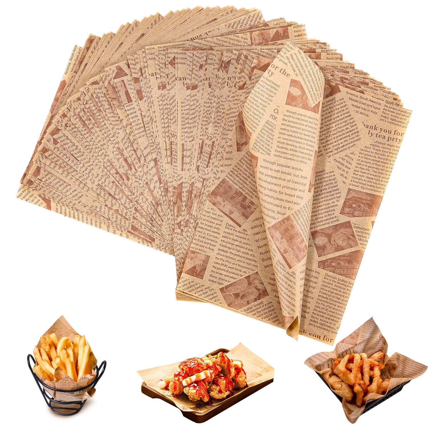 150 Carta Alimentare Fogli, 30x20cm Carta da Imballaggio Alimentare, Carta Oleata per Alimenti, Resistente All'acqua e All'olio, per Panini, Patatine Fritte, Hamburger, Formaggio, Torte