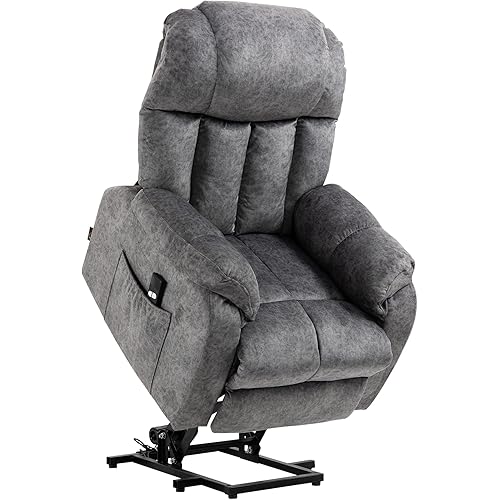 HOMCOM Power Lift Chair Electric Recliner for Elderly, Compact Living Room Chair with Side Pocket & Remote Control, Grey