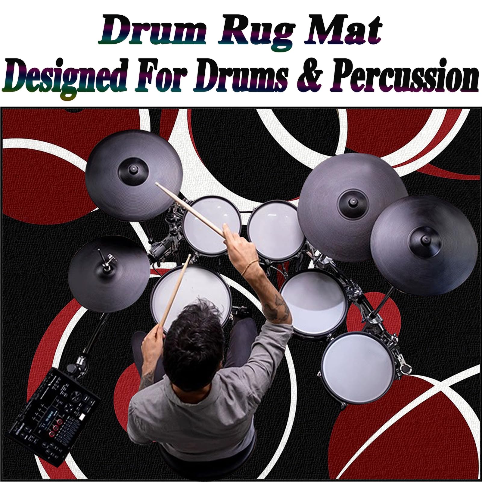 Tappeto per Batteria Tappeto a Tamburo Insonorizzato Drum Tappeto 160 x 140 cm Tappetino per Batterie Elettroniche Rullante Acustica Snare Drum Strumenti Musicali Tappeti Antiscivolo per Batteria