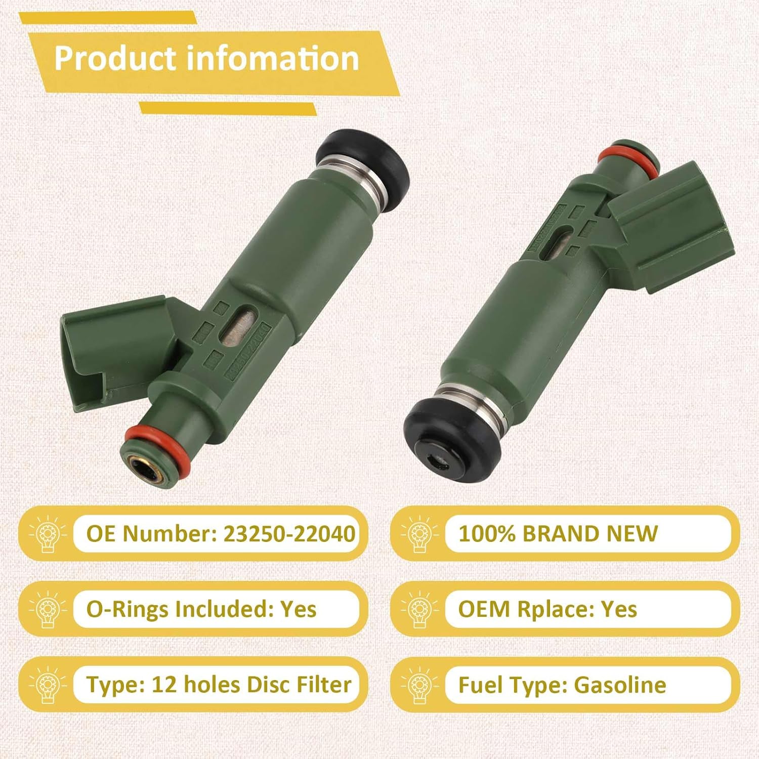 2000-2005 1ZZ-Motor 1.8L Fuel Injectors,Compatible with/Toyota 1.8 Corolla Celica Matrix,Compatible with/Pontiac Vibe 2003 2004 |12 Holes| |Set of 4|