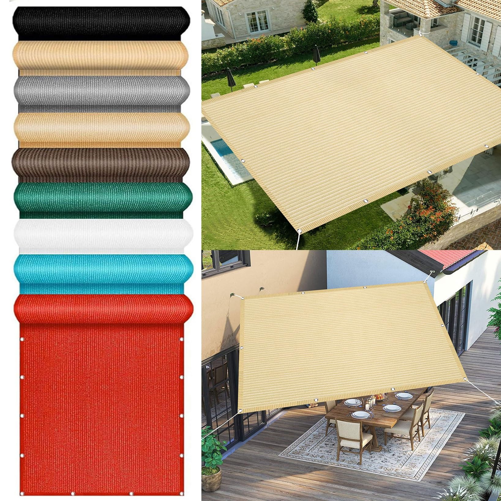 hdpe sonnensegel meterware Sonnenschutz Segel 180 x 300 cm Gewebe Markisenstoffe Uv-Schutz 98% Reißfest Ohne Bohren inkl Befestigungsseile für Carport Pflanze Pergola Zaun Außen, Creme Farben Grösse:35-38 DIE BESTEN Campingplätze in no_studio_imagery