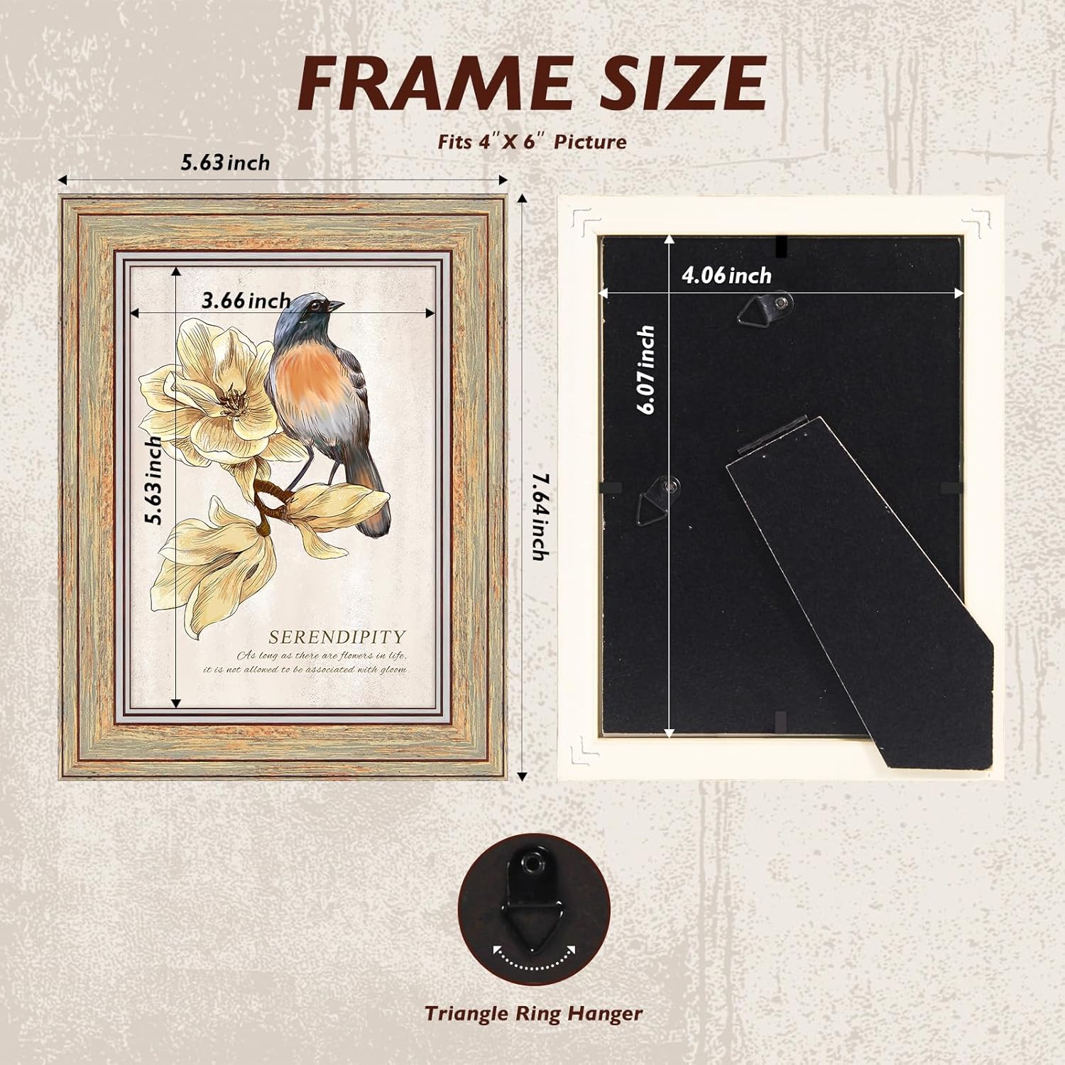 AAQ 4 Pack 4x6 Picture Frame - Picture Frames with HD Plastic Cover,Photo Frame for Wall & Tabletop Picture Frames