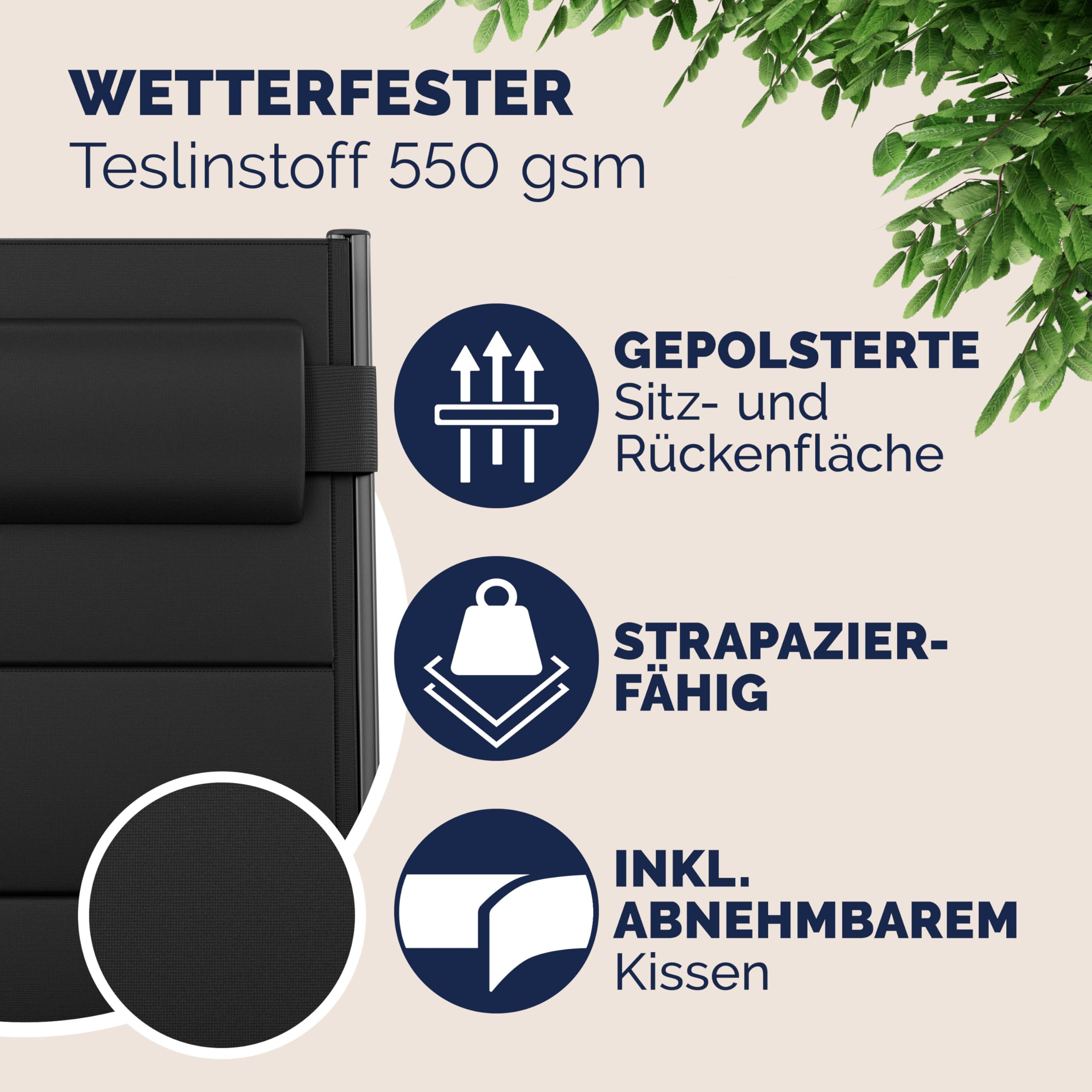 Casaria® Gartenstühle 4er Set Klappbar Gepolstert Alu 8- Fach Verstellbar 120 kg Belastbarkeit Wetterfest Outdoor Balkon Camping Hochlehner Klappstuhl