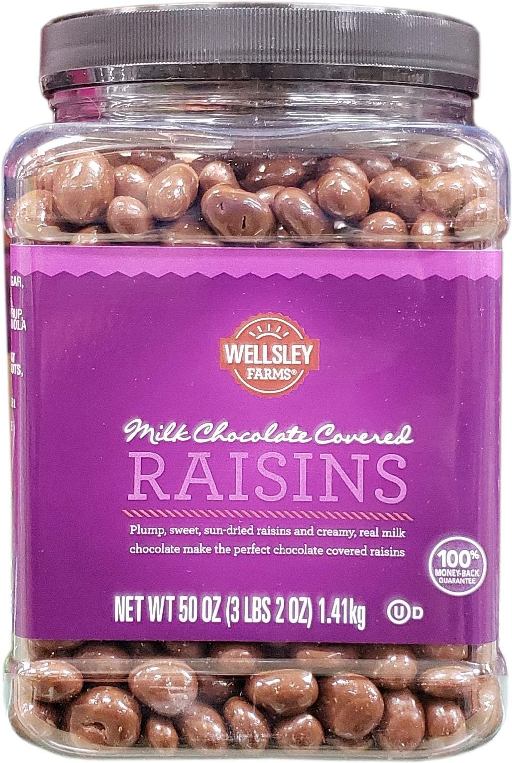 Wellsley Farms Milk Chocolate Covered Raisins, 3 lbs 2 oz - Creamy Milk Chocolate & Sweet Sun-Dried Raisins, Kosher & Gluten-Free