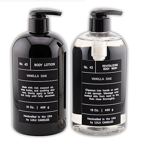 Miniatura 10 de Lulu Candles, Ocean Breeze, Gel corporal revitalizante y loción corporal nutritiva, juego de 2 piezas, tamaño completo, 16 onzas líquidas.