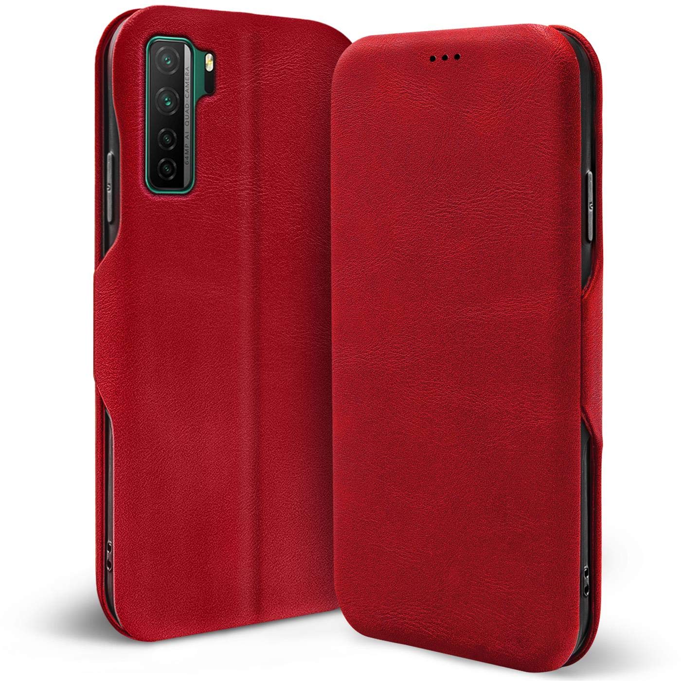 Verco Book Style for Huawei P40 Lite 5G Case, Premium Magnetic Flip Cover for Huawei P40 Lite 5G Wallet Case with Card Slot, Red - Image 2