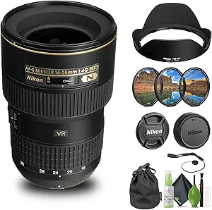 Nikon AF-S NIKKOR 16-35mm f/4G ED VR Lens (2182) + Filter Kit + Cap Keeper + Cleaning Kit (Renewed)