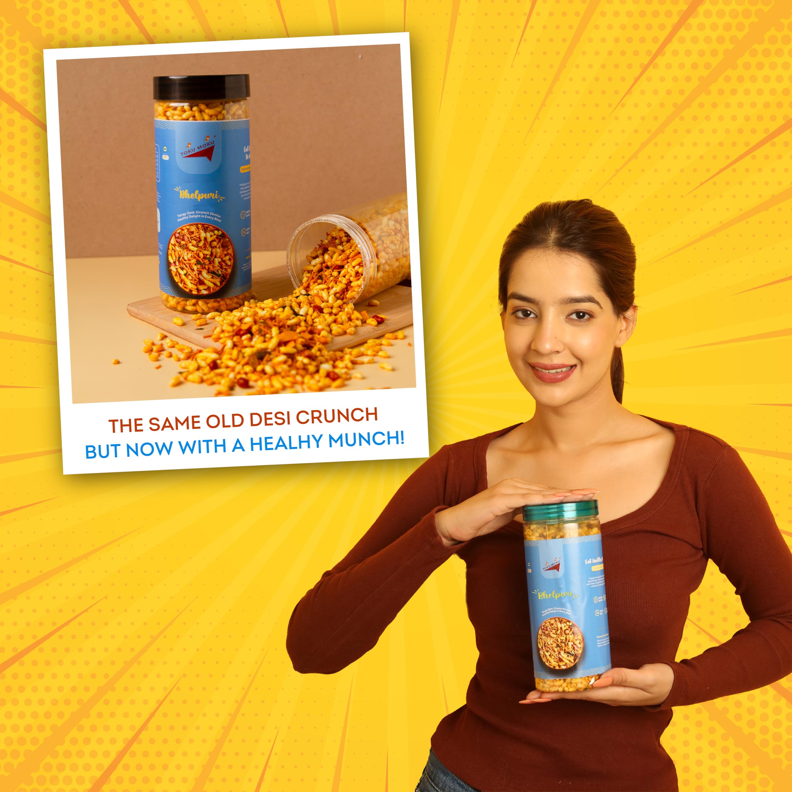 Toku Moku Bhelpuri Mix Tasty & High Protein Snacks Jhalmuri | 30% Of Protein Needs | No Palm Oil, Cholesterol or Trans Fats | No Junk & Chemicals (Pack of 2) 2