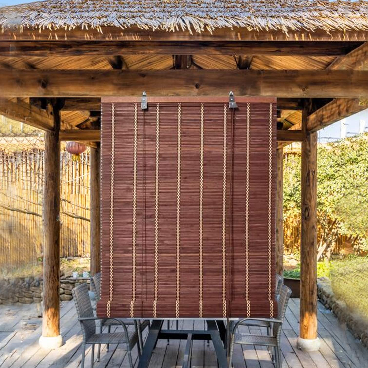 Natuurlijk Bamboe Rolgordijn Retro Bamboe Gordijn Lichtfilterende Vouwgordijn UV-Bestendige Jaloezieën,Zonwering en Inkijkbescherming,voor Ramen en Deuren,3 kleuren,Op Maat (W120xH240cm(47x95in),B