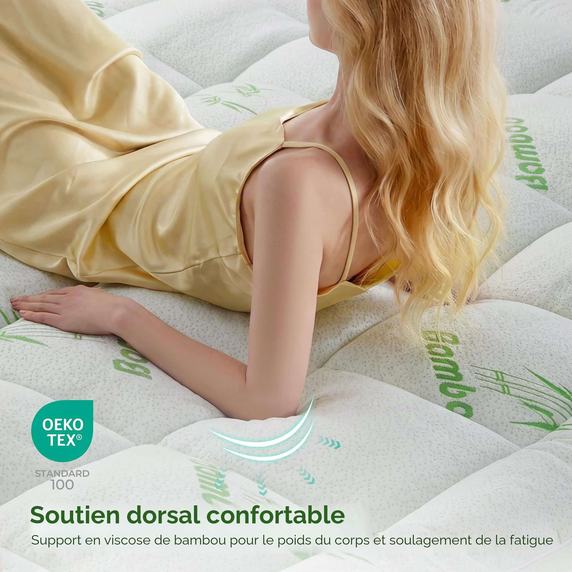 Surmatelas 140x200cm Protège Matelas en Viscose de Bambou 1000g/m² Doux | Sur Matelas 2 Personnes, Ultra-Doux, Grand Bonnet jusqu’à 40 cm, Hypoallergénique, Respirant et Lavable en Machine