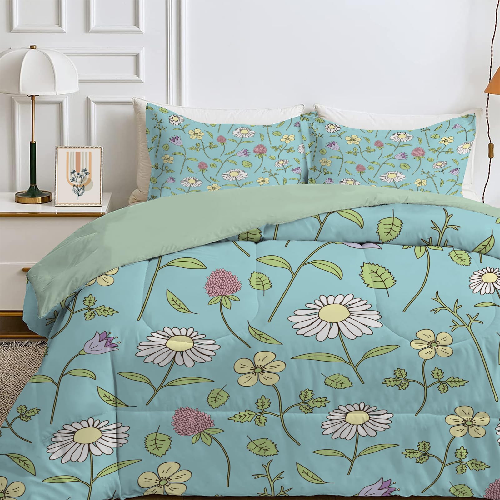 HYSNKSM Purple King Size Duvet 7.5 Tog Reversible Coverless Duvet All Seasons King Quilt King Size with Print Printed, Soft Comforter Set with 2 Pillowcases, Machine Washable - 230X220cm E45