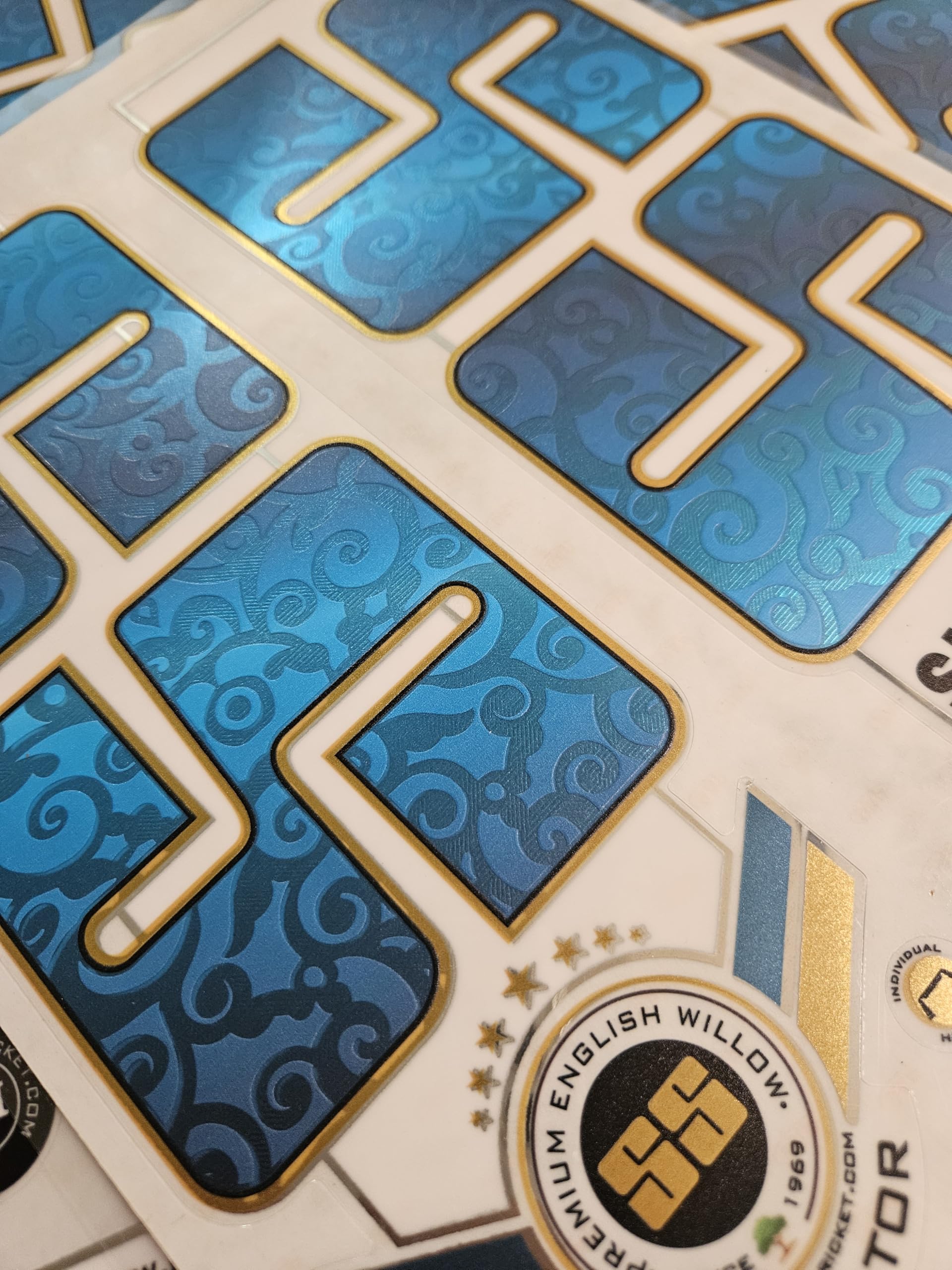 AYN Adesivo 3D per mazza da cricket, in fibra di salice inglese, in rilievo, per accessori sportivi, protezione GLADIATOR blu