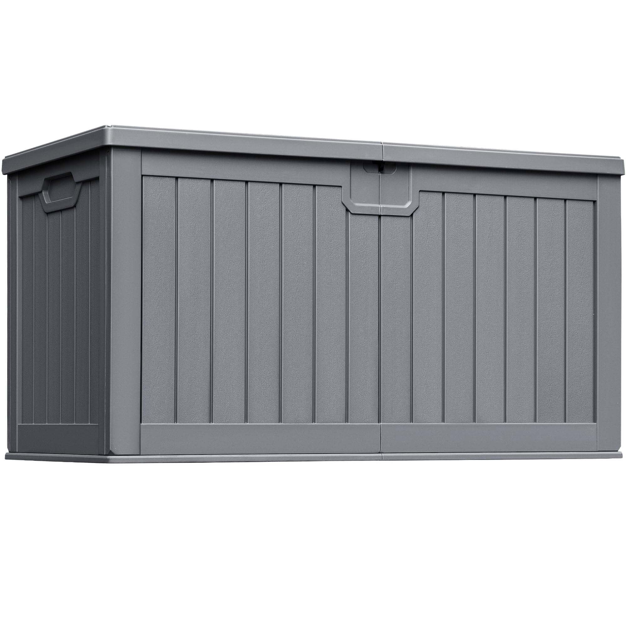 Greesum 230 Gallon HDPE Outdoor Storage Box with Removable Dividers, Weatherproof Oversized Deck Box for Patio, Garage, Garden, Gray