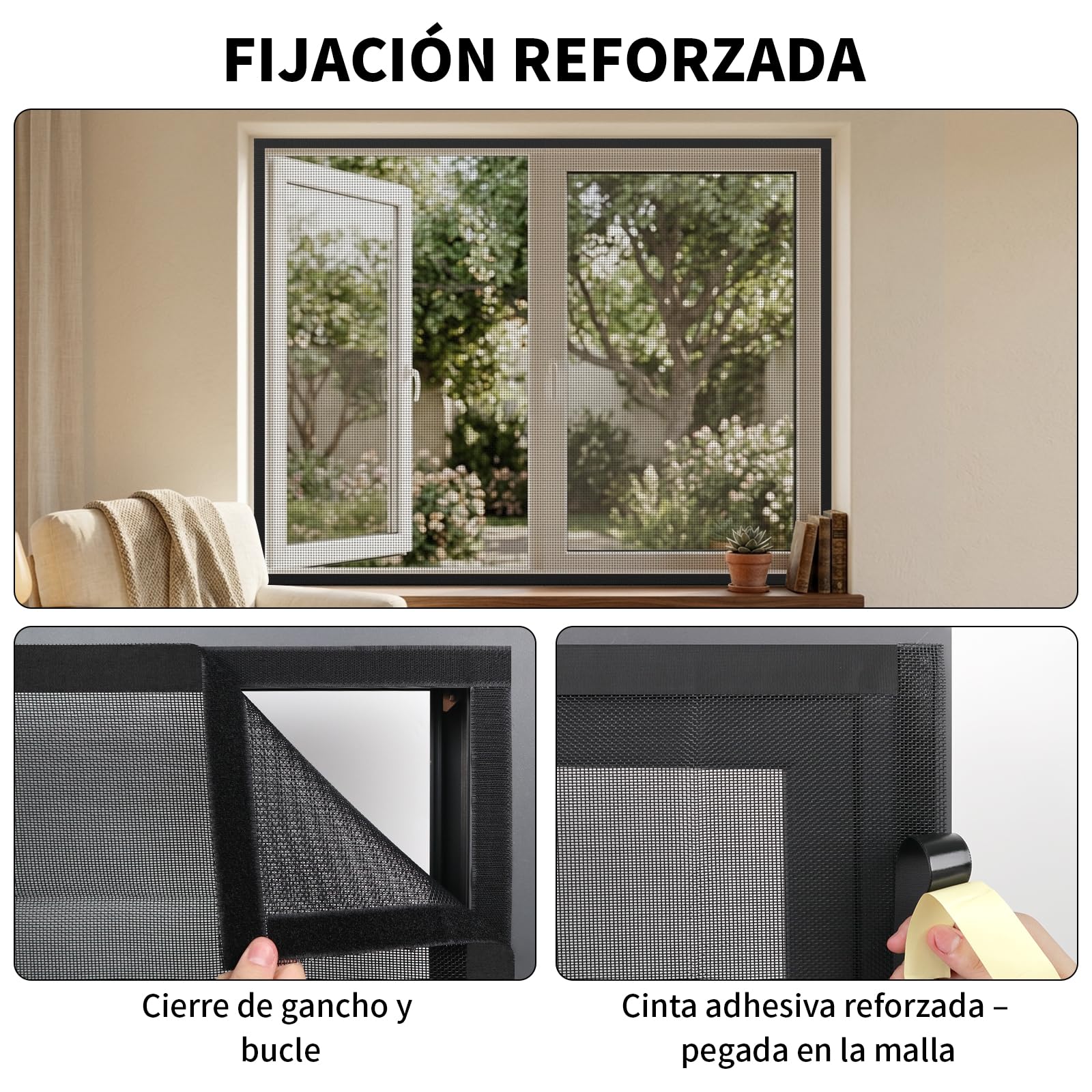BKSAI Mosquitera Ventana para Gatos, Red Anticaída Adhesiva sin Taladrar, Malla Recortable Resistente a Arañazos, Protección Mascotas para Ventana - 130x150CM Negra