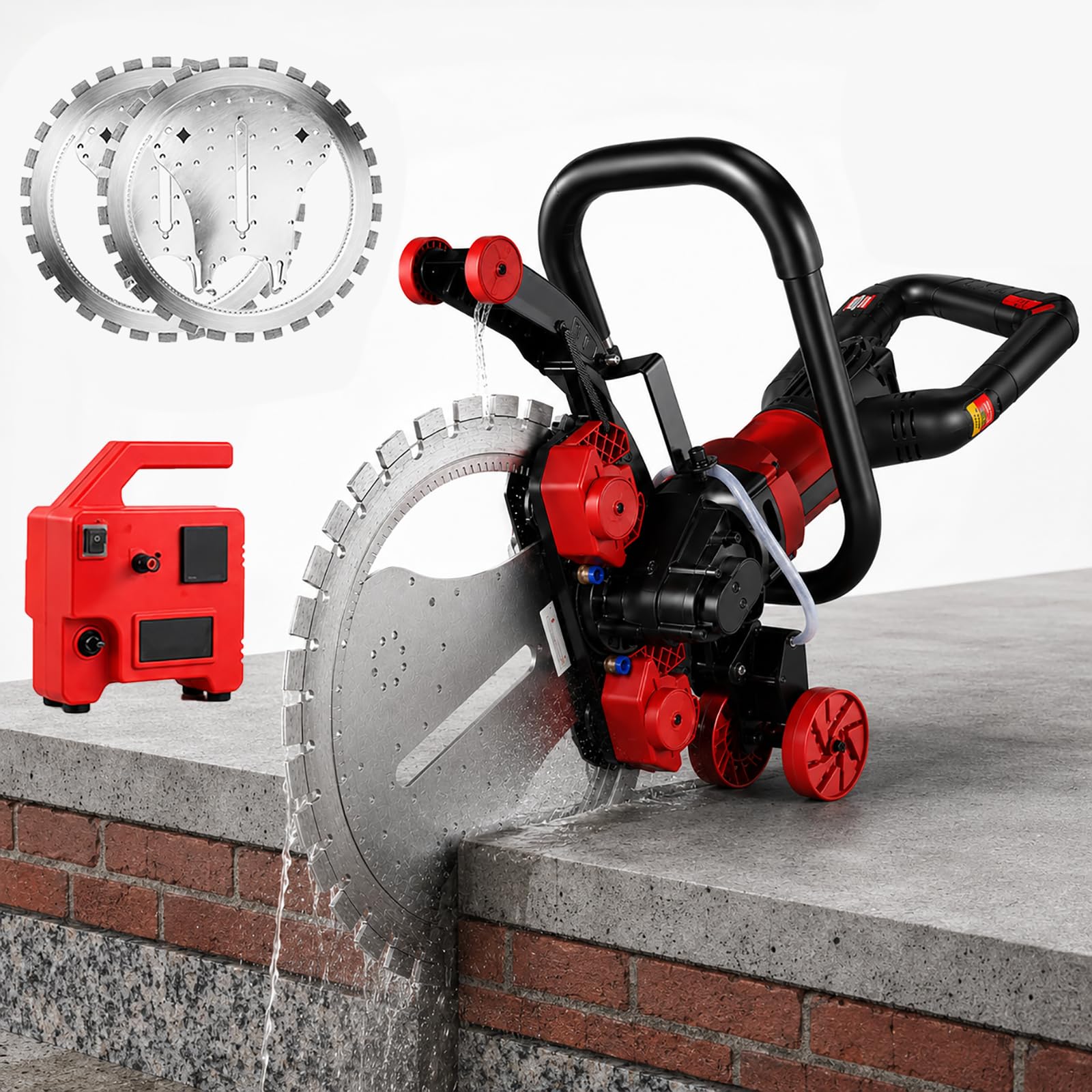 HCAUYNN Concrete Cutter, Heavy Duty Electric Wall Saw - Dry/Wet Cutting, 410mm Diamond Blade, Guide Wheels for Masonry, Cement and Stone 2*saw