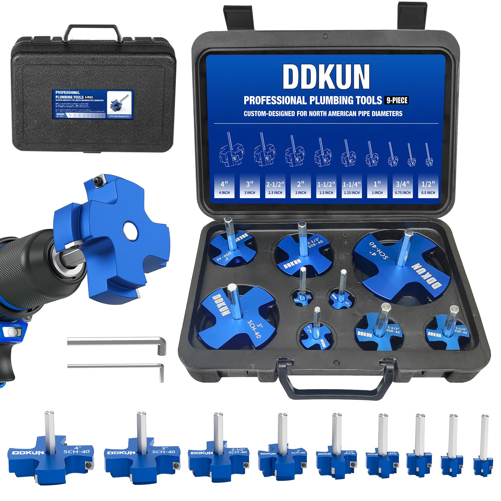 PVC Pipe Reamer Kit - 9 Piece for Plumbing Repairs -1