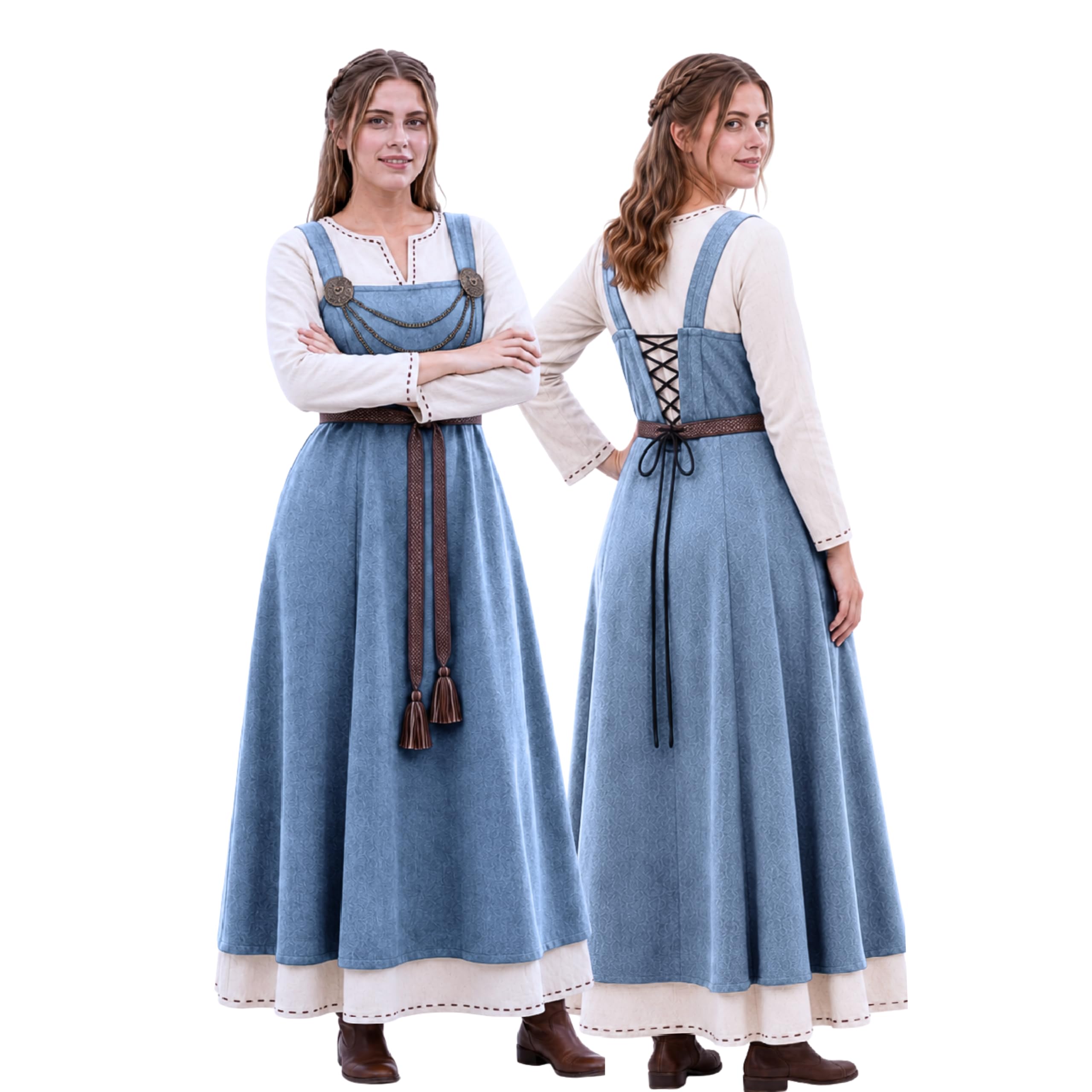 Anna - Medieval Viking Apron Overdress with Laced Back