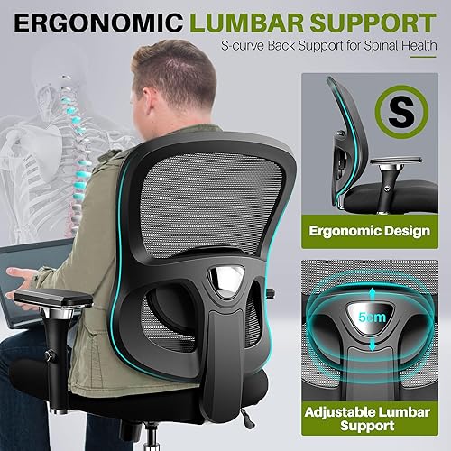 Miniatura 4 de Silla de oficina grande y alta, 500 libras, silla de escritorio ergonómica de malla resistente para personas pesadas, silla de computadora con